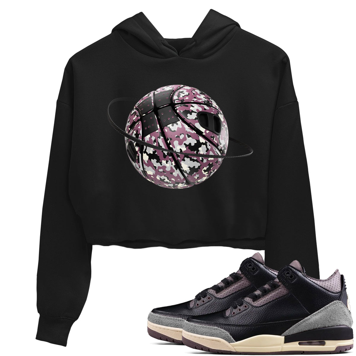 3s A Ma Maniere x Black shirts to match jordans Camo Basketball Planet sneaker match tees A Ma Maniere x Air Jordan 3 “While You Were Sleeping”Sneaker Release Tees unisex cotton Black 1 Crop Shirts