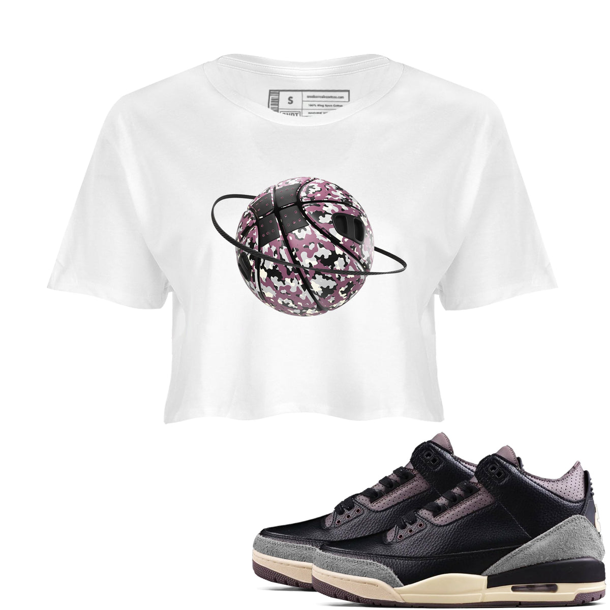 3s A Ma Maniere x Black shirts to match jordans Camo Basketball Planet sneaker match tees A Ma Maniere x Air Jordan 3 “While You Were Sleeping”Sneaker Release Tees unisex cotton White 1 Crop Shirts