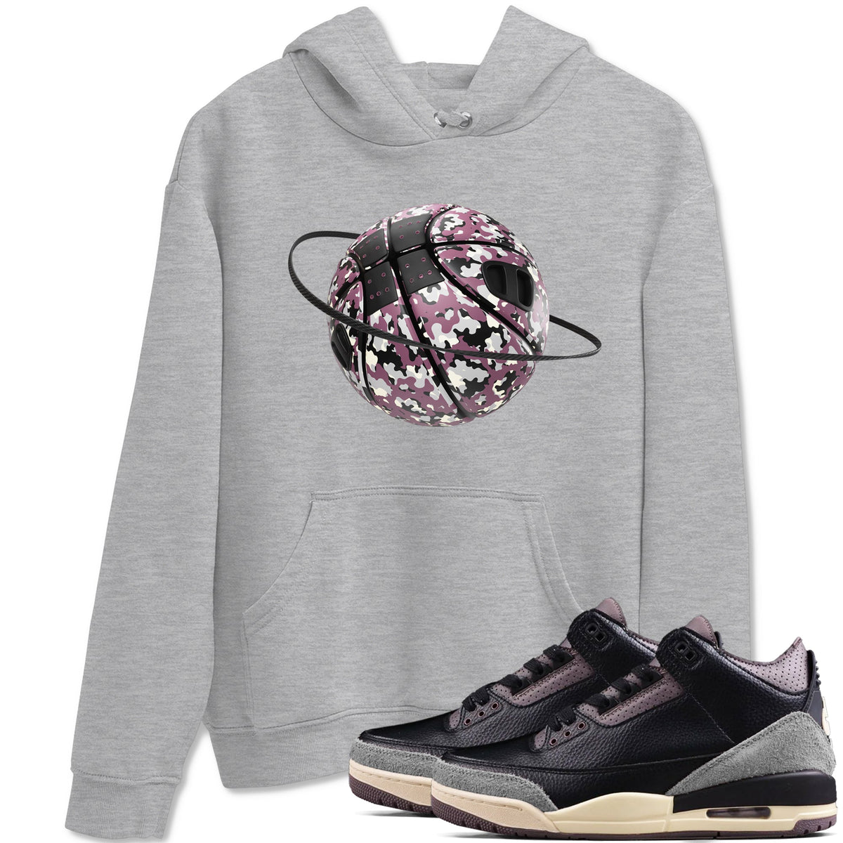3s A Ma Maniere x Black shirts to match jordans Camo Basketball Planet sneaker match tees A Ma Maniere x Air Jordan 3 “While You Were Sleeping”Sneaker Release Tees unisex cotton Heather Grey 1 crew neck shirts
