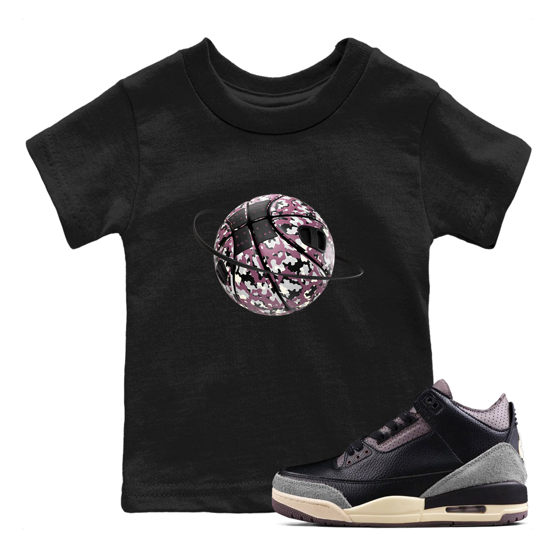 3s A Ma Maniere x Black shirts to match jordans Camo Basketball Planet sneaker match tees A Ma Maniere x Air Jordan 3 “While You Were Sleeping”Sneaker Release Tees Youth Baby Black 1 crew neck shirts