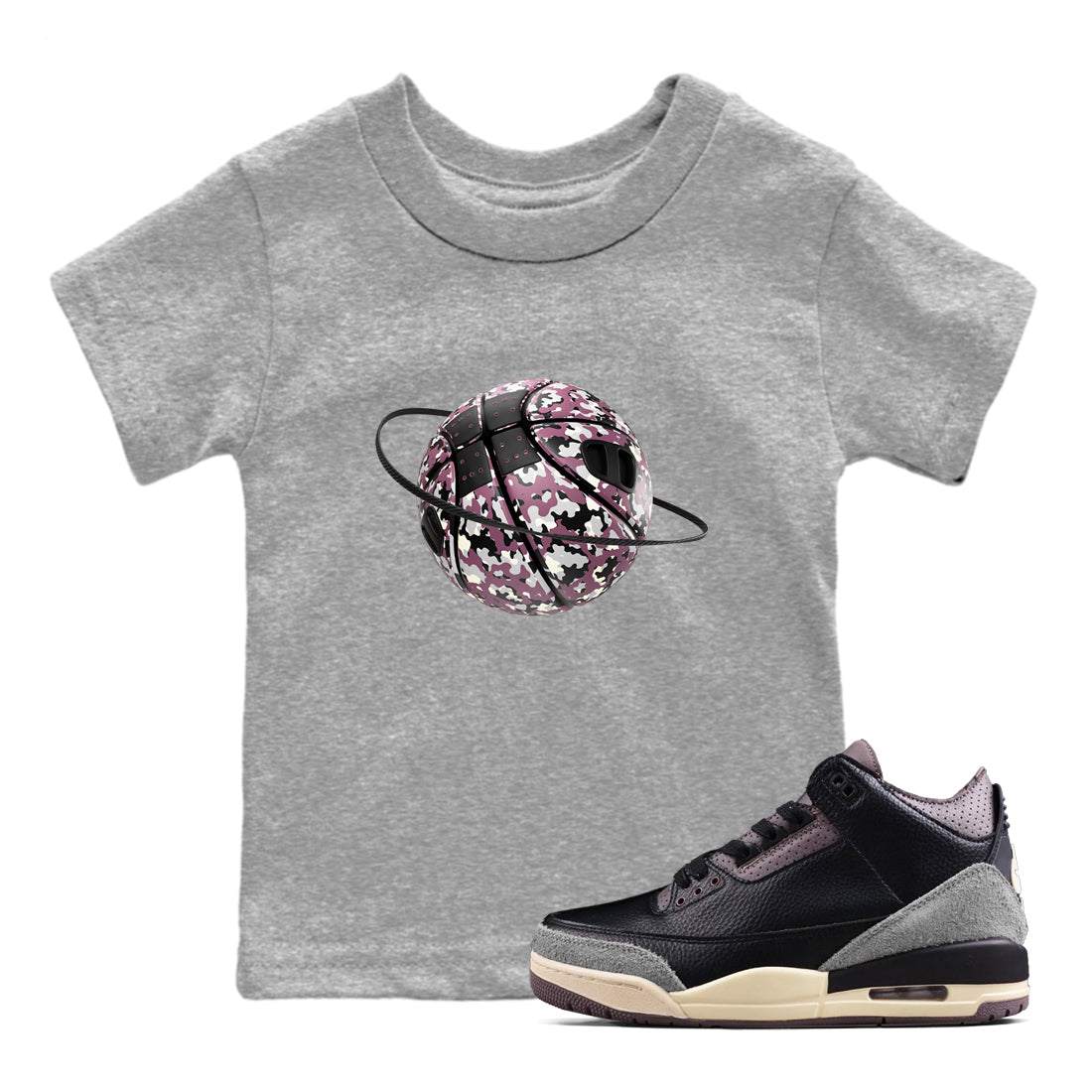 3s A Ma Maniere x Black shirts to match jordans Camo Basketball Planet sneaker match tees A Ma Maniere x Air Jordan 3 “While You Were Sleeping”Sneaker Release Tees Youth Baby Heather Grey 1 crew neck shirts