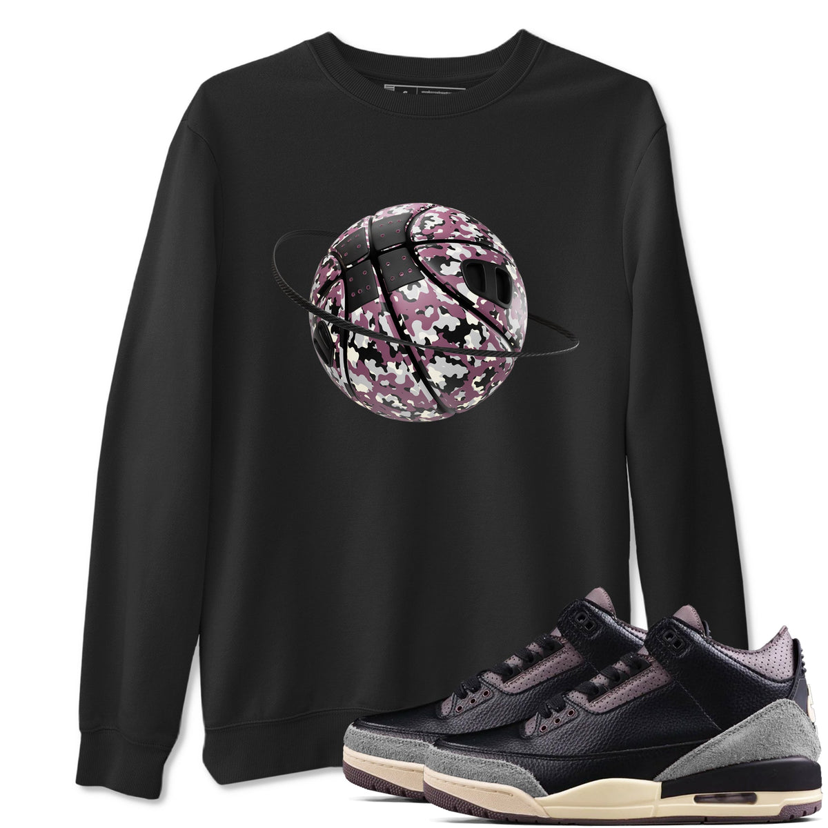 3s A Ma Maniere x Black shirts to match jordans Camo Basketball Planet sneaker match tees A Ma Maniere x Air Jordan 3 “While You Were Sleeping”Sneaker Release Tees unisex cotton Black 1 crew neck shirts