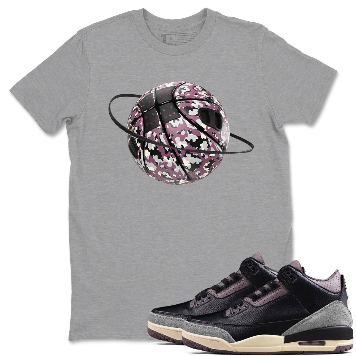 3s A Ma Maniere x Black shirts to match jordans Camo Basketball Planet sneaker match tees A Ma Maniere x Air Jordan 3 “While You Were Sleeping”Sneaker Release Tees unisex cotton Heather Grey 1 crew neck shirts