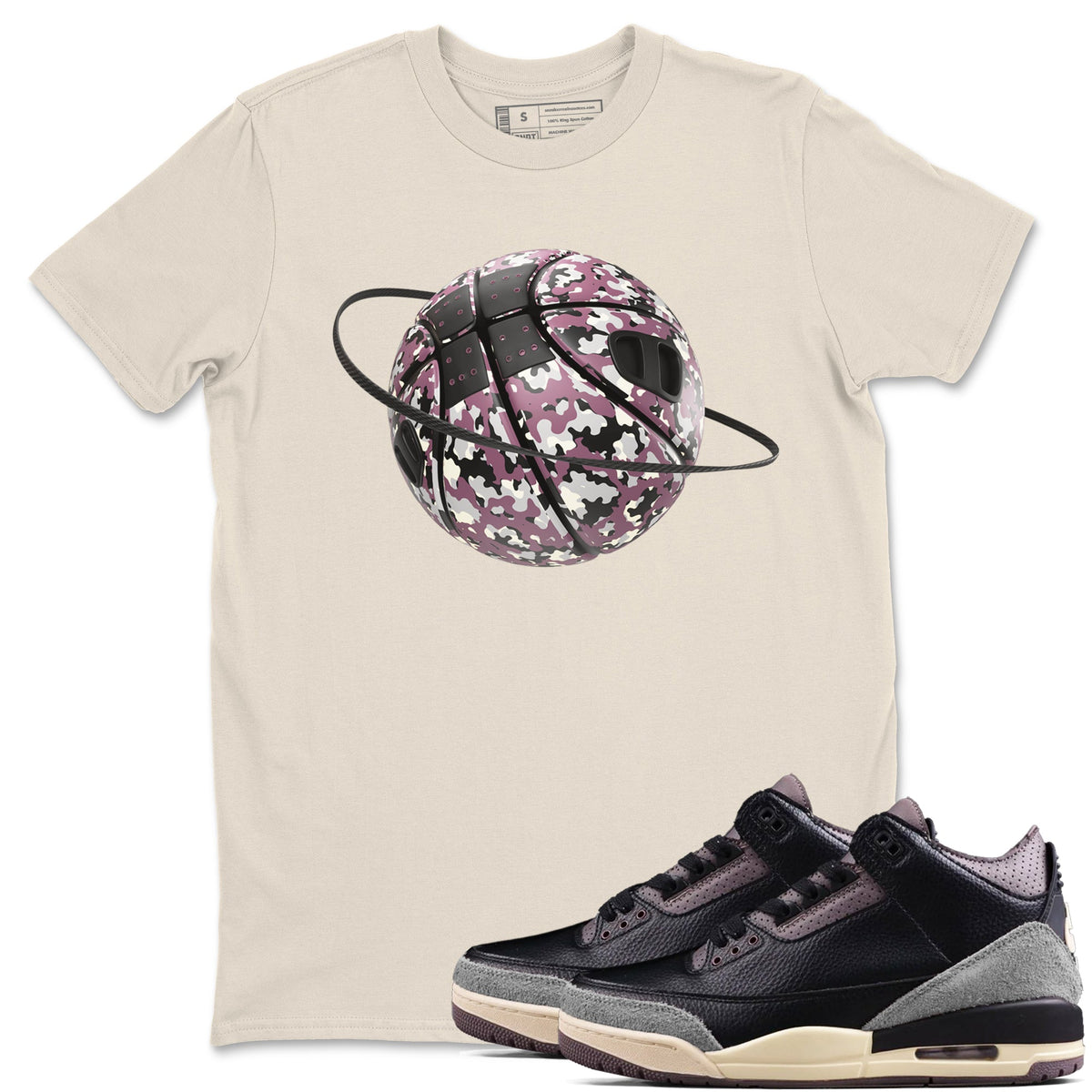 3s A Ma Maniere x Black shirts to match jordans Camo Basketball Planet sneaker match tees A Ma Maniere x Air Jordan 3 “While You Were Sleeping”Sneaker Release Tees unisex cotton Natural 1 crew neck shirts