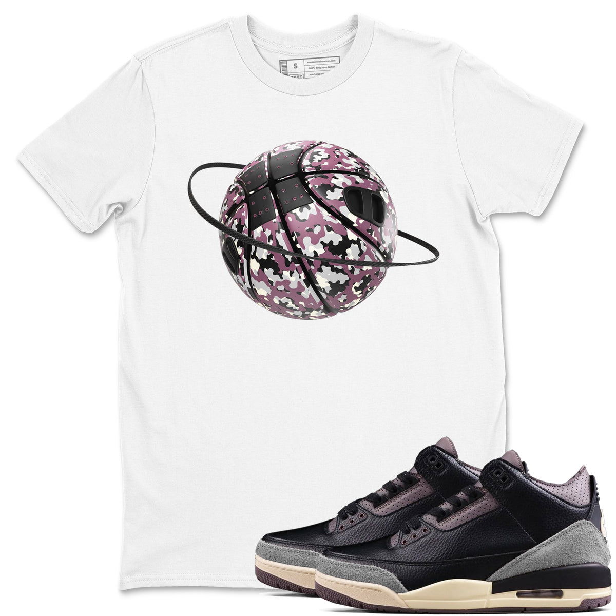 3s A Ma Maniere x Black shirts to match jordans Camo Basketball Planet sneaker match tees A Ma Maniere x Air Jordan 3 “While You Were Sleeping”Sneaker Release Tees unisex cotton White 1 crew neck shirts