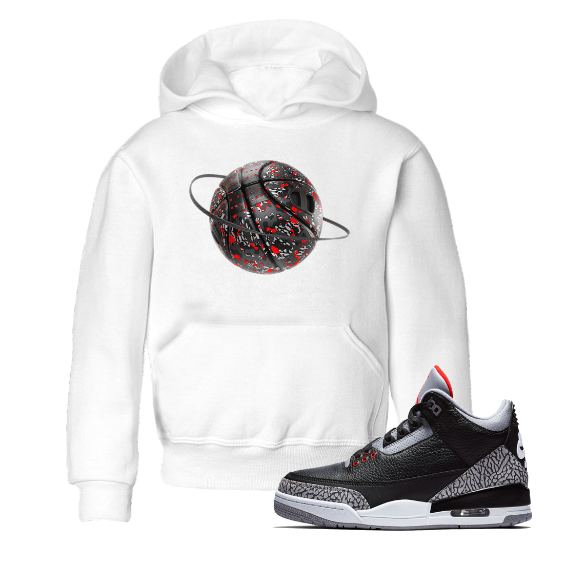 3s Black Cement shirts to match jordans Camo Basketball Planet sneaker match tees Air Jordan 3 Black Cement match shoes to clothes Drip Gear Zone Youth Baby White 1 tee