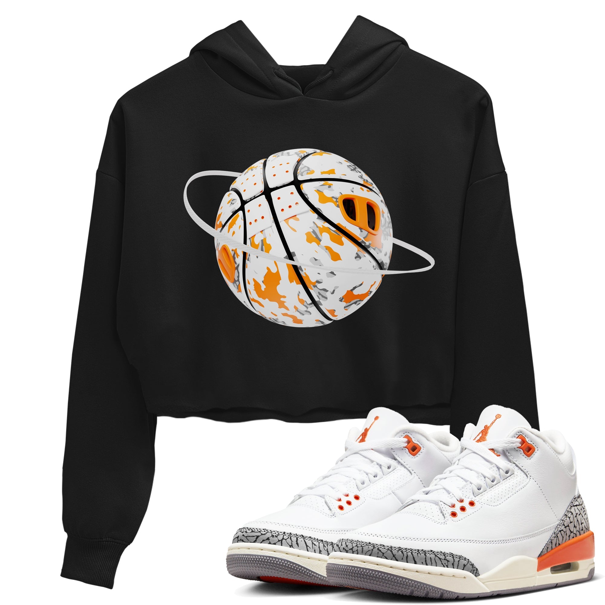 3s Georgia Peach shirt to match jordans Camo Basketball Planet sneaker tees Air Jordan 3 Georgia Peach Drip Gear Zone Black 1 crop length shirt