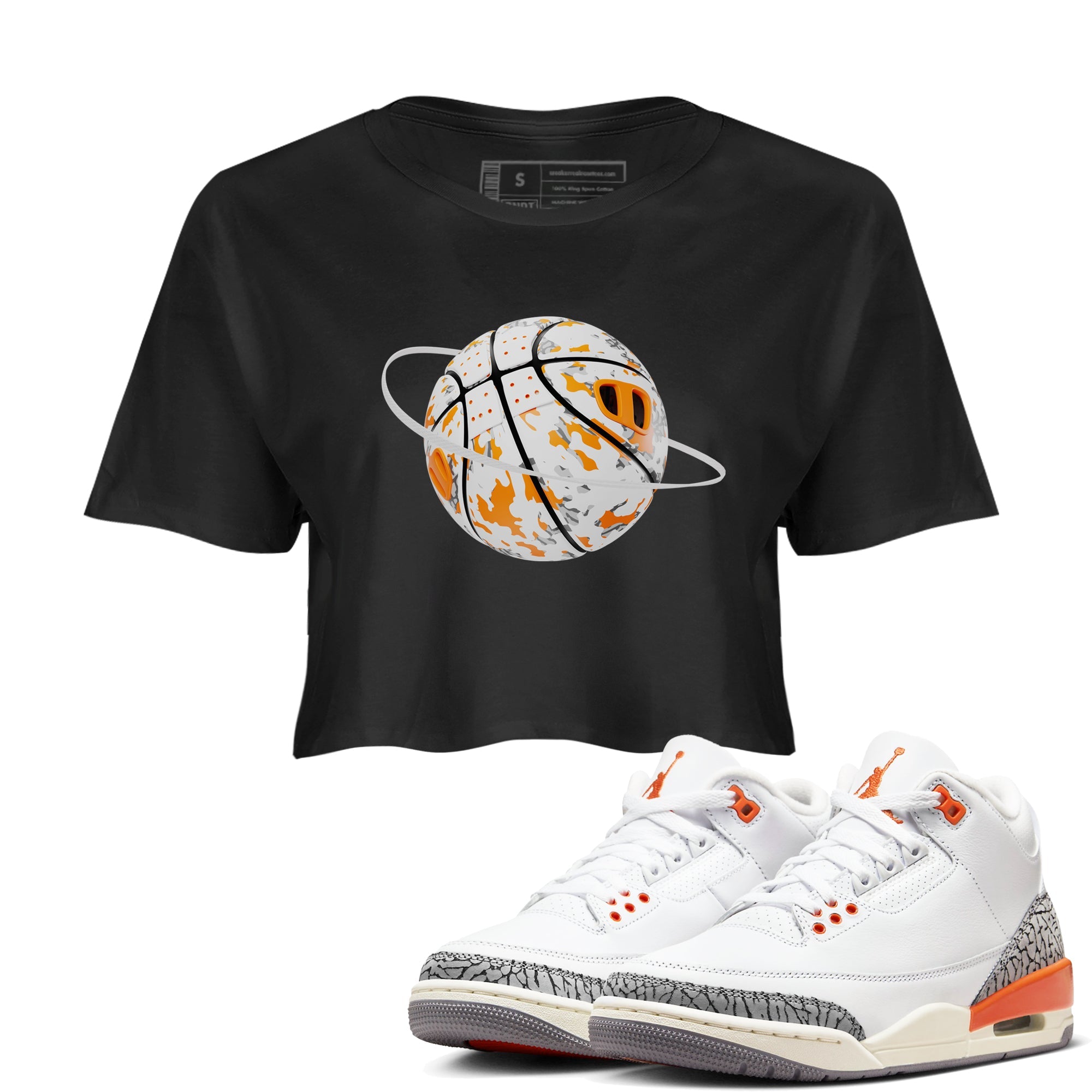 3s Georgia Peach shirt to match jordans Camo Basketball Planet sneaker tees Air Jordan 3 Georgia Peach Drip Gear Zone Black 1 crop length shirt