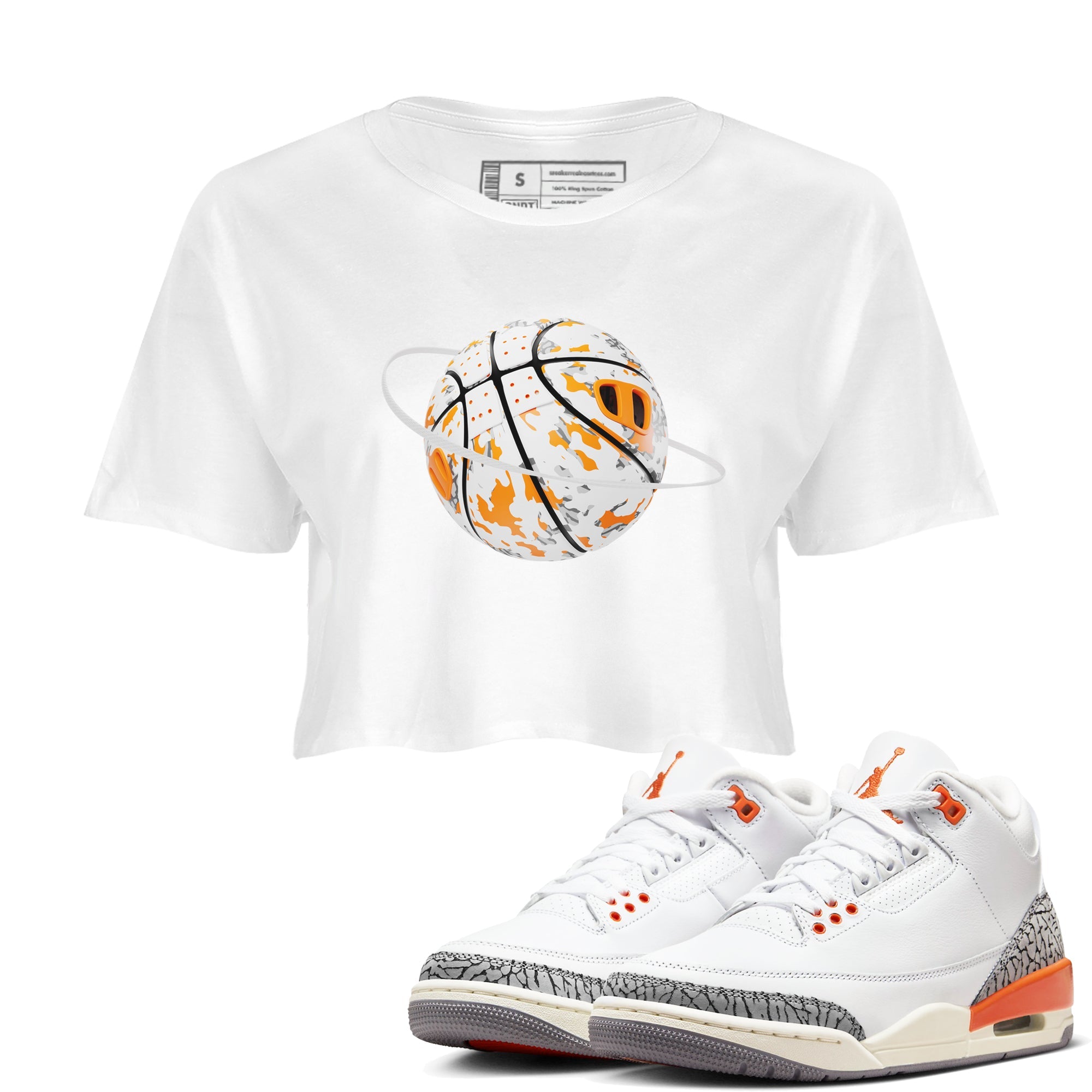 3s Georgia Peach shirt to match jordans Camo Basketball Planet sneaker tees Air Jordan 3 Georgia Peach Drip Gear Zone White 1 crop length shirt