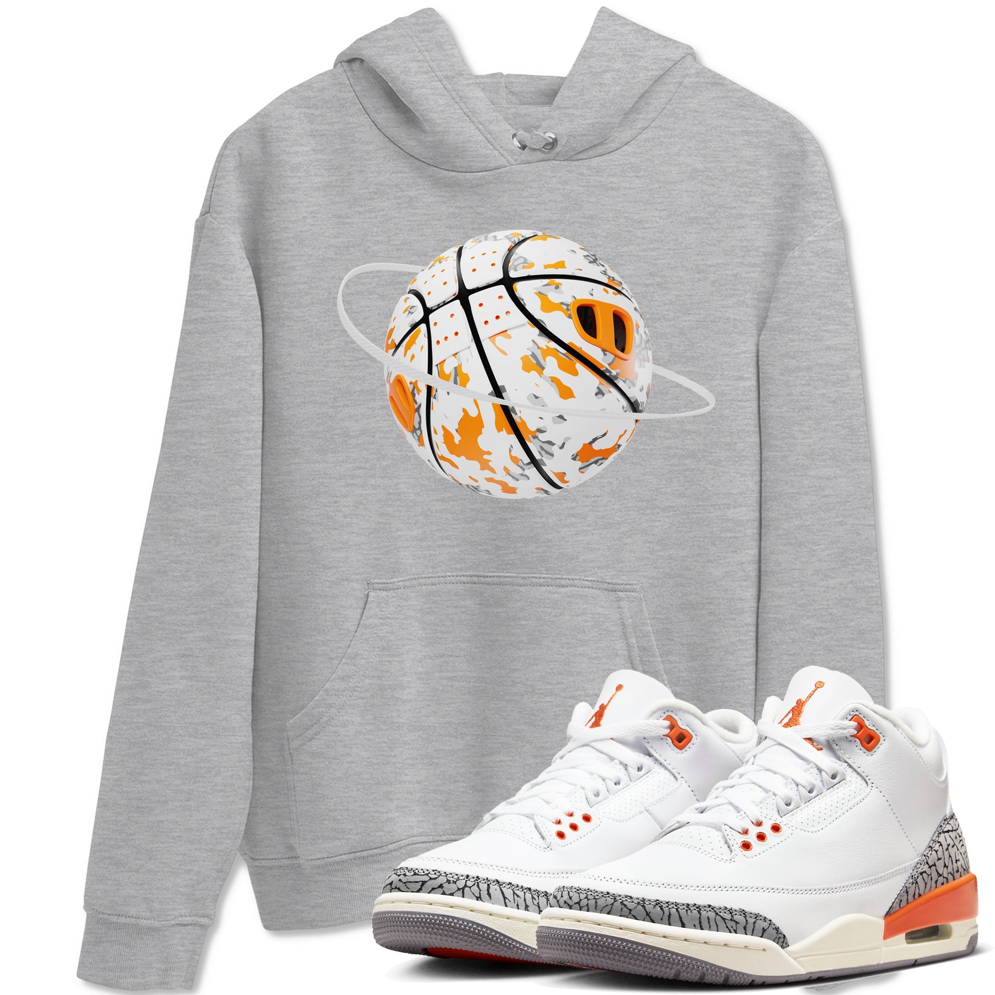 3s Georgia Peach shirt to match jordans Camo Basketball Planet sneaker tees Air Jordan 3 Georgia Peach Drip Gear Zone unisex cotton Heather Grey 1 crew neck shirt