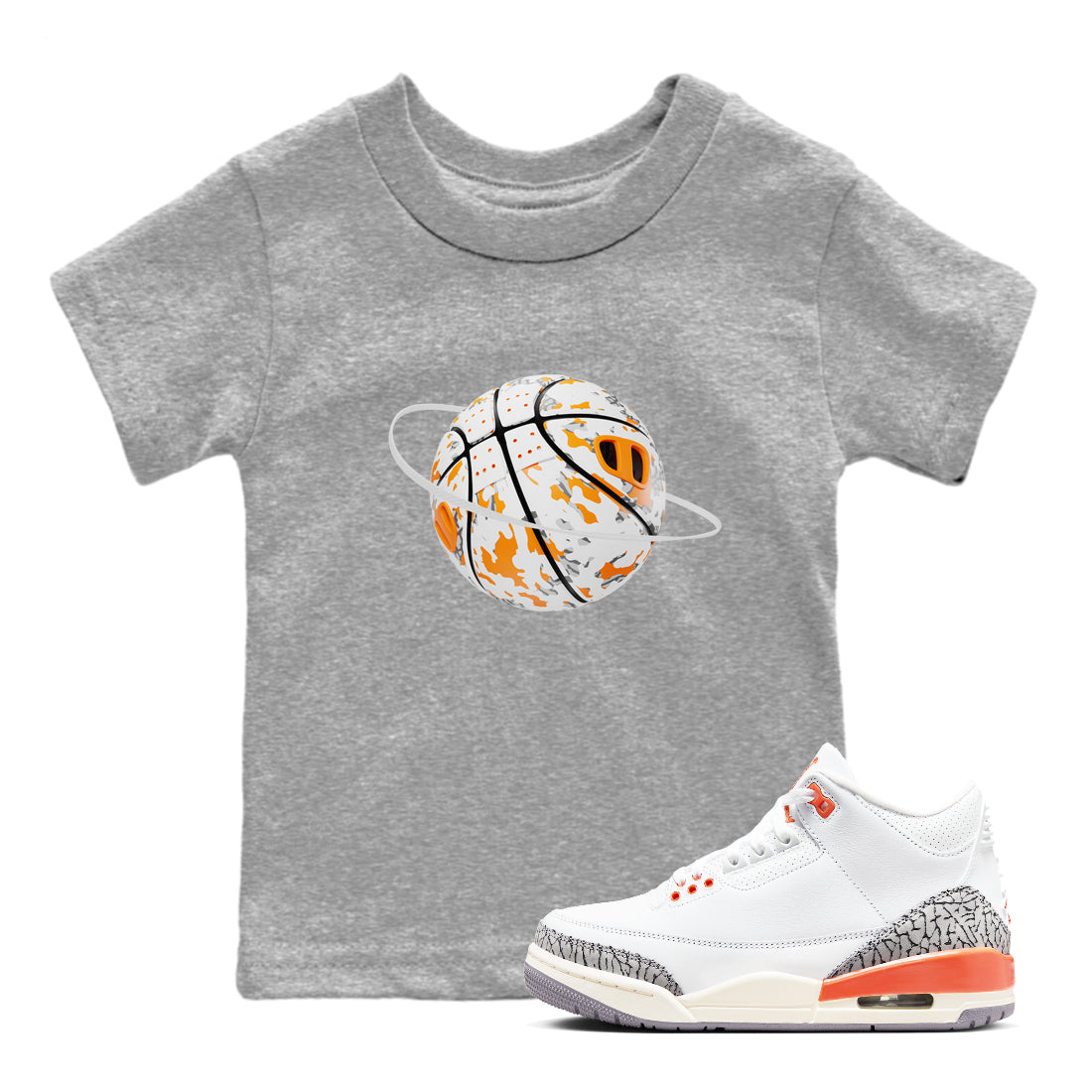 3s Georgia Peach shirt to match jordans Camo Basketball Planet sneaker tees Air Jordan 3 Georgia Peach Drip Gear Zone baby toddler Heather Grey 1 cotton Shirt