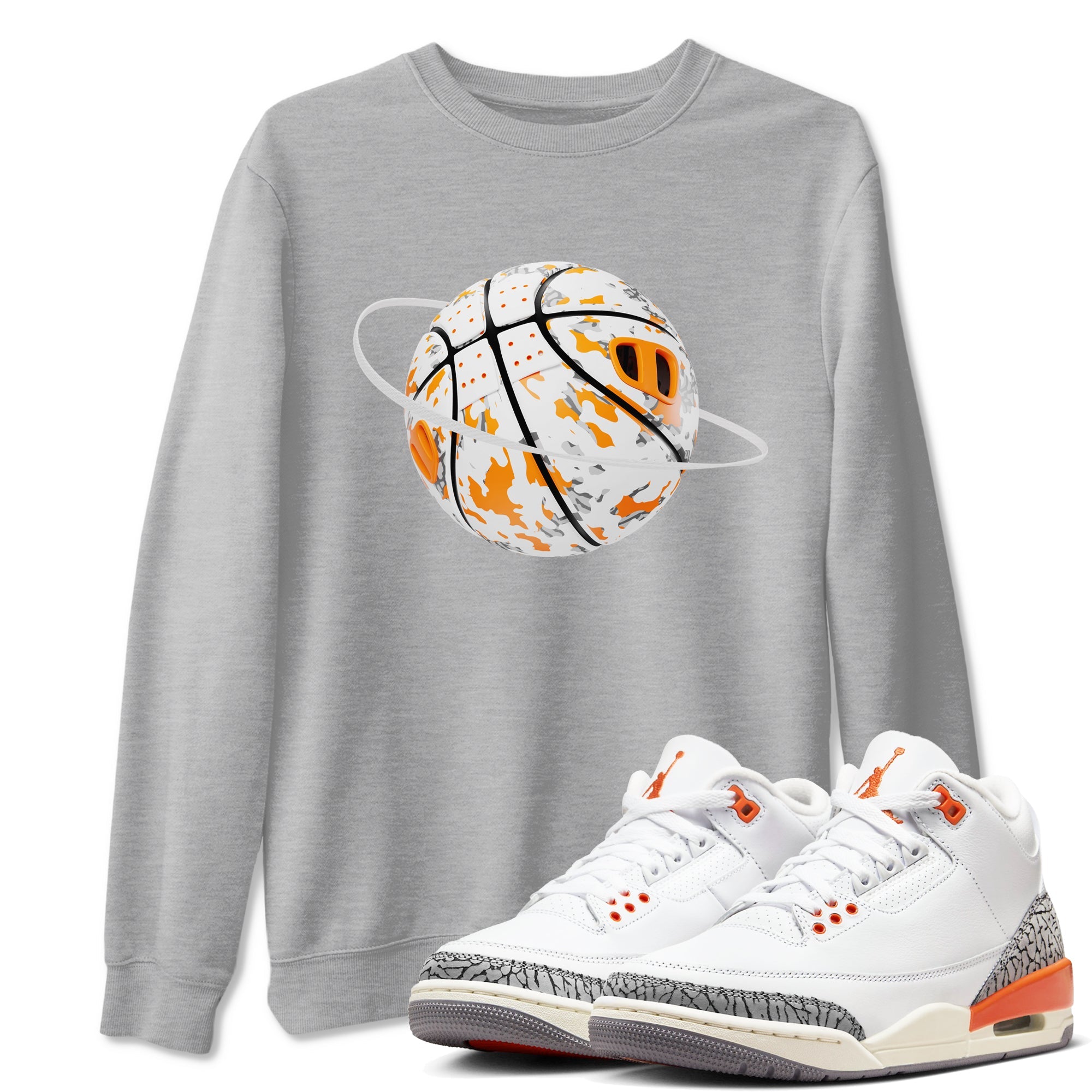 3s Georgia Peach shirt to match jordans Camo Basketball Planet sneaker tees Air Jordan 3 Georgia Peach Drip Gear Zone unisex cotton Heather Grey 1 crew neck shirt