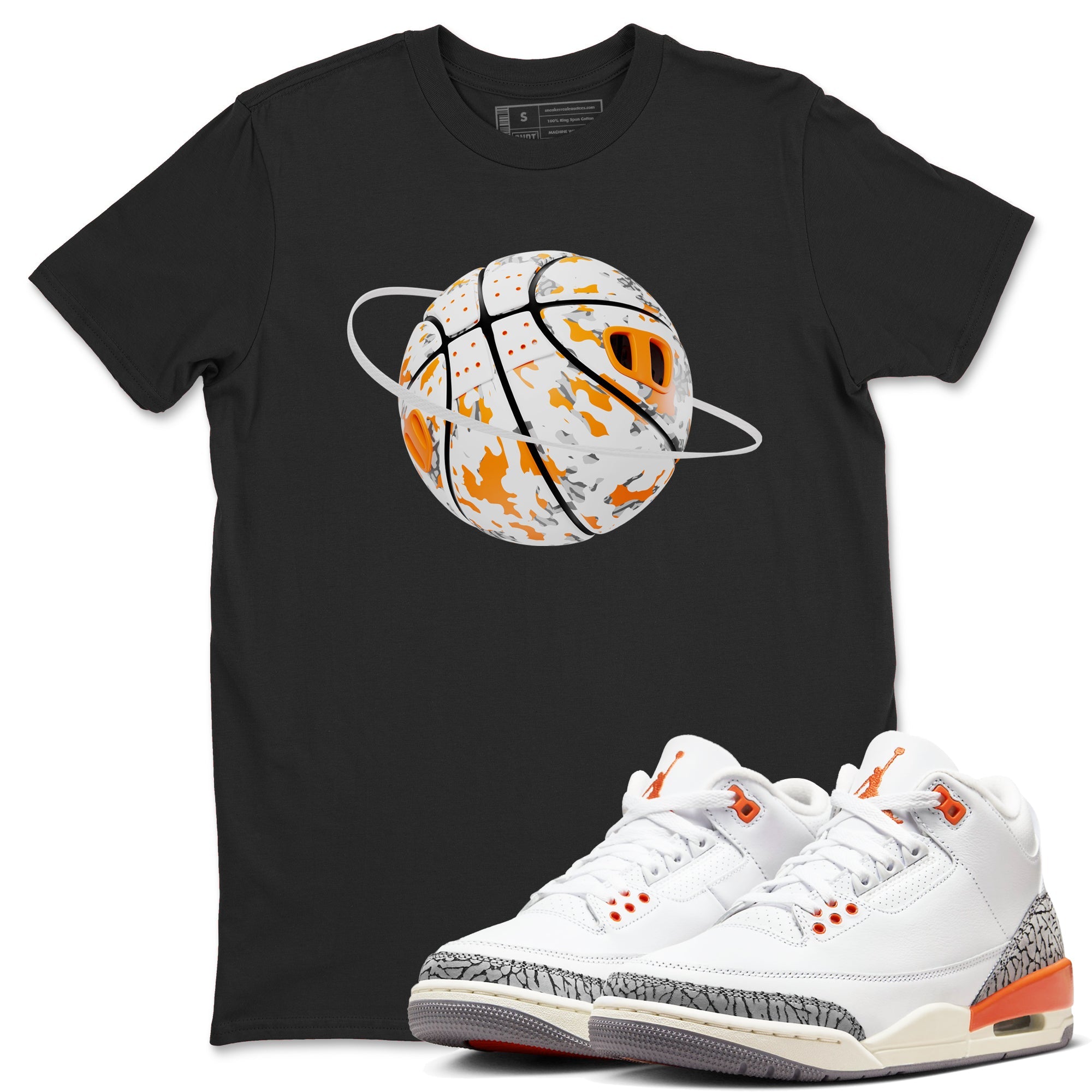3s Georgia Peach shirt to match jordans Camo Basketball Planet sneaker tees Air Jordan 3 Georgia Peach Drip Gear Zone unisex cotton Black 1 crew neck shirt