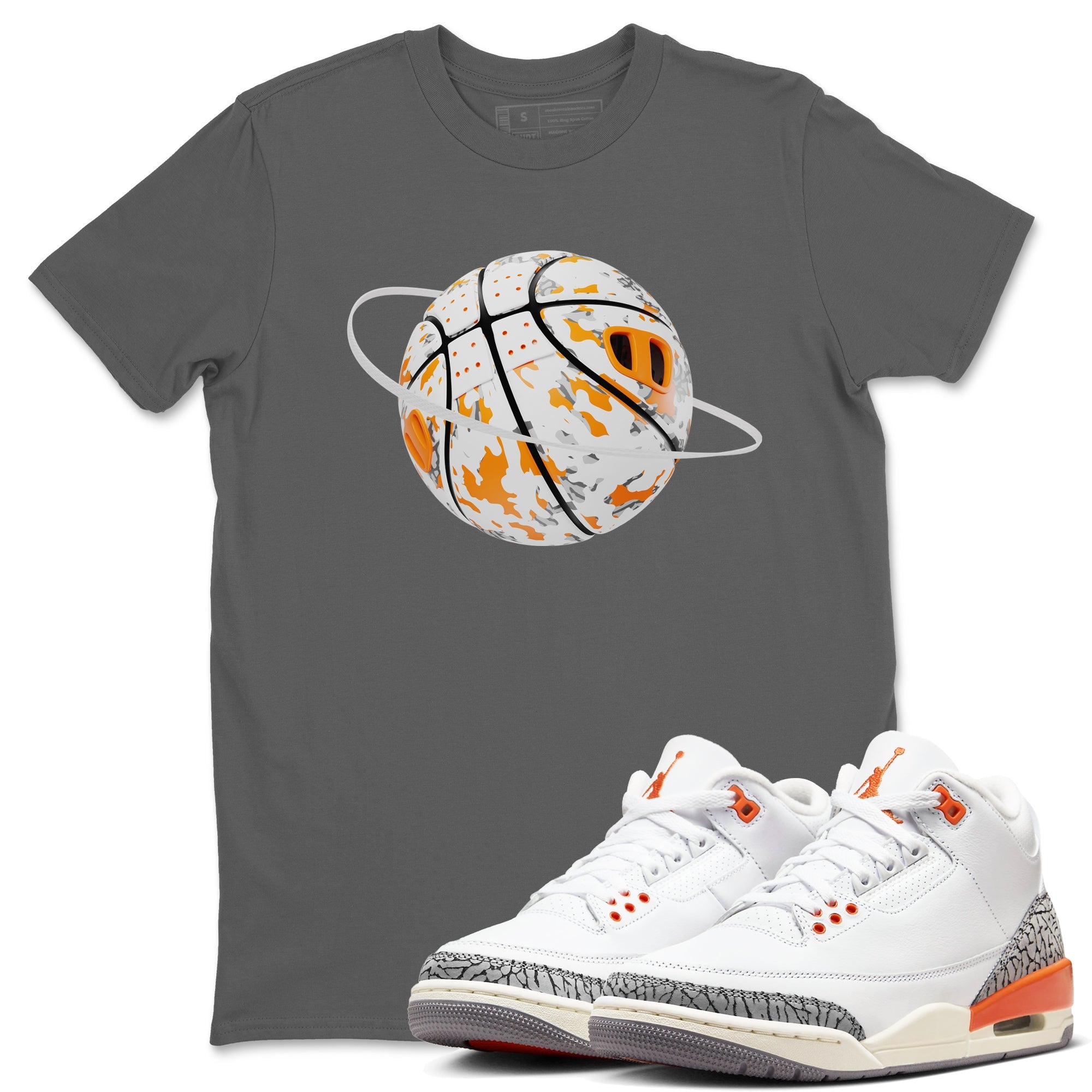 3s Georgia Peach shirt to match jordans Camo Basketball Planet sneaker tees Air Jordan 3 Georgia Peach Drip Gear Zone unisex cotton Cool Grey 1 crew neck shirt