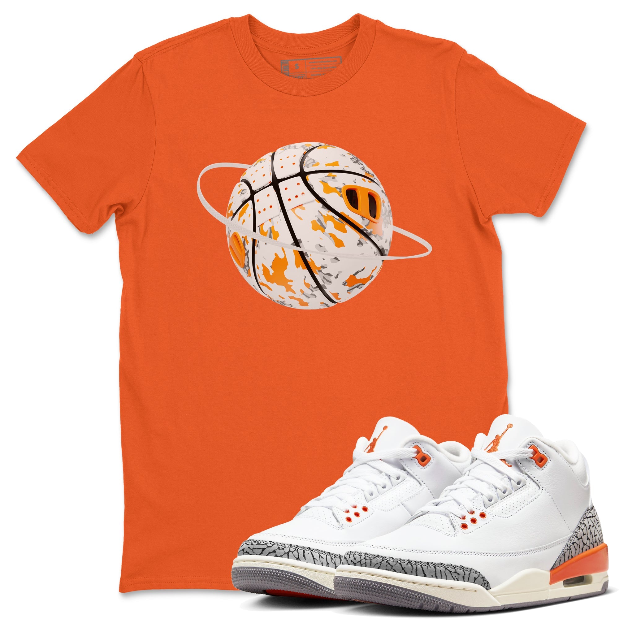3s Georgia Peach shirt to match jordans Camo Basketball Planet sneaker tees Air Jordan 3 Georgia Peach Drip Gear Zone unisex cotton Orange 1 crew neck shirt