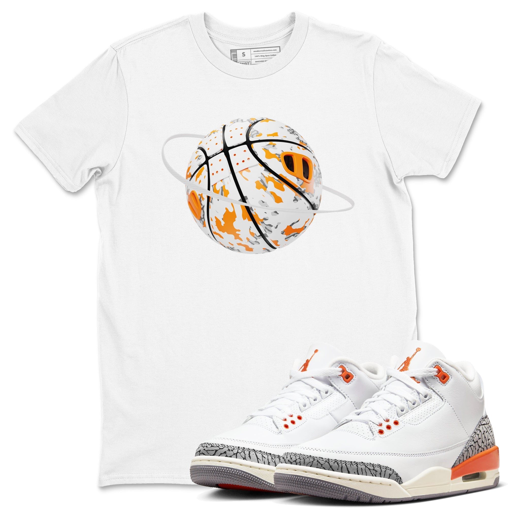 3s Georgia Peach shirt to match jordans Camo Basketball Planet sneaker tees Air Jordan 3 Georgia Peach Drip Gear Zone unisex cotton White 1 crew neck shirt