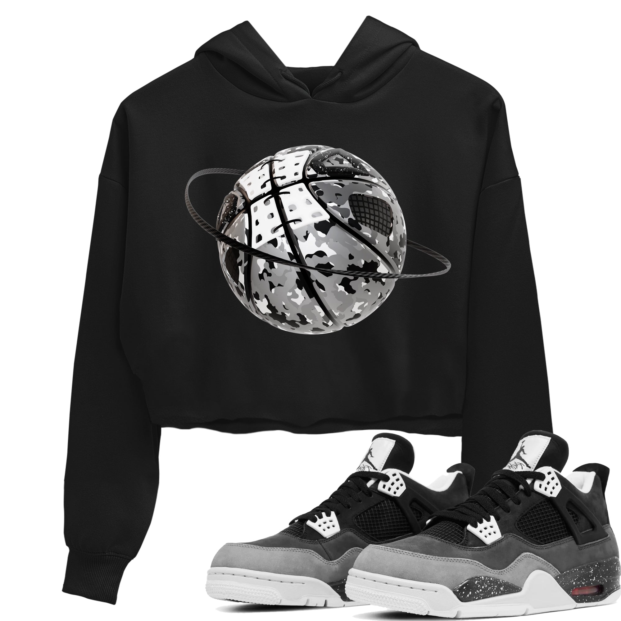 4s Fear shirts to match jordans Camo Basketball Planet sneaker match tees Air Jordan 4 Fear match shoes to clothes Drip Gear Zone unisex cotton Black 1 crop tee
