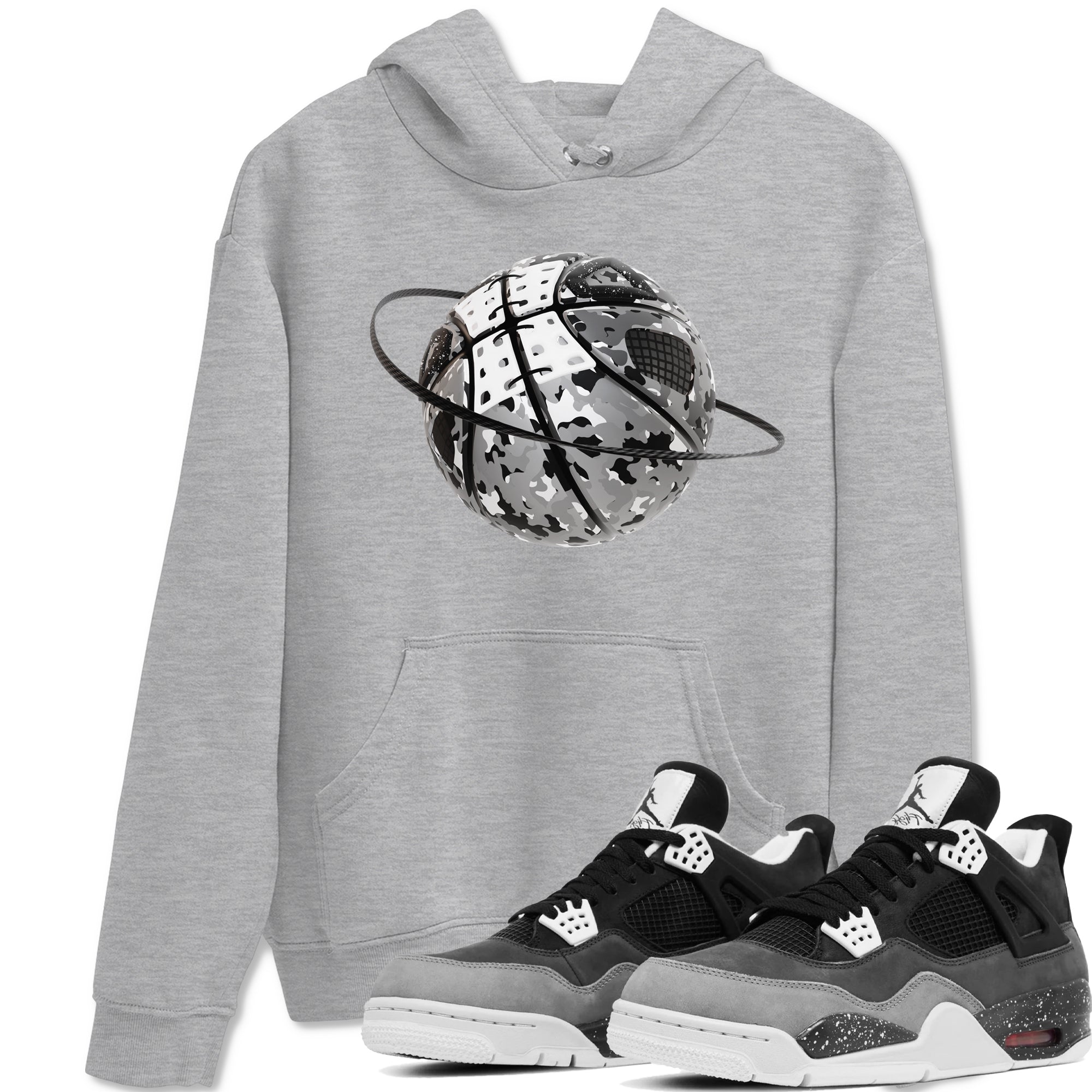 4s Fear shirts to match jordans Camo Basketball Planet sneaker match tees Air Jordan 4 Fear match shoes to clothes Drip Gear Zone unisex cotton Heather Grey 1 shirts