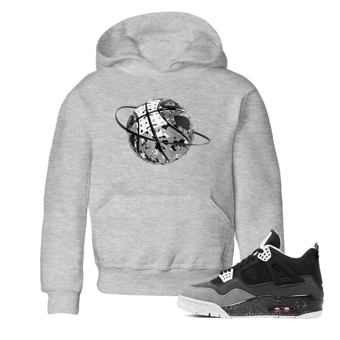 4s Fear shirts to match jordans Camo Basketball Planet sneaker match tees Air Jordan 4 Fear match shoes to clothes Drip Gear Zone Youth Baby Heather Grey 1 tee