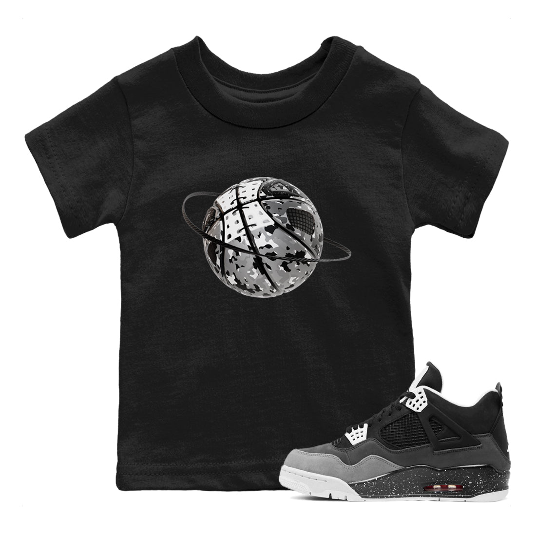 4s Fear shirts to match jordans Camo Basketball Planet sneaker match tees Air Jordan 4 Fear match shoes to clothes Drip Gear Zone Youth Baby Black 1 tee