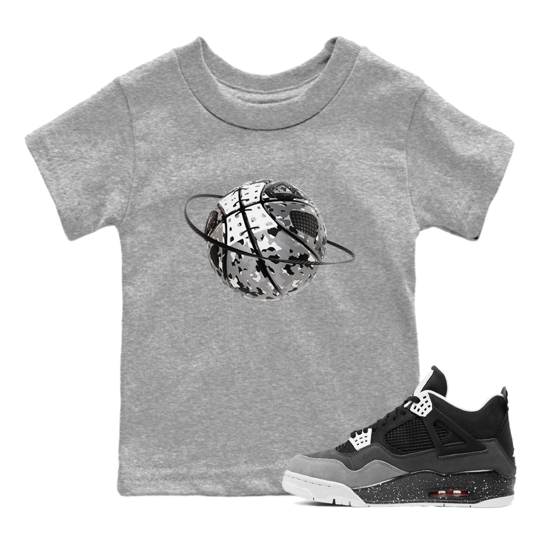 4s Fear shirts to match jordans Camo Basketball Planet sneaker match tees Air Jordan 4 Fear match shoes to clothes Drip Gear Zone Youth Baby Heather Grey 1 tee