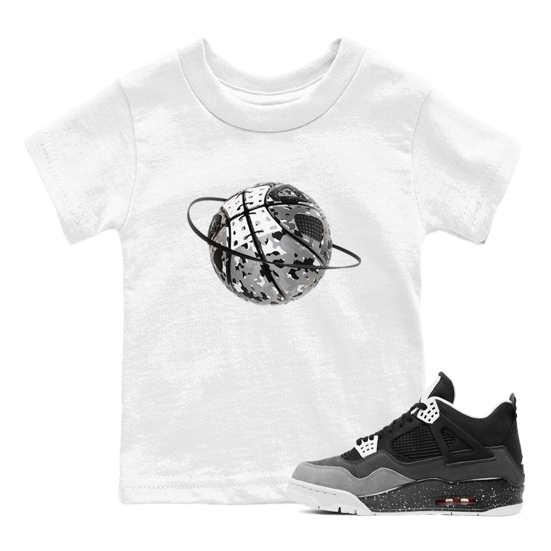 4s Fear shirts to match jordans Camo Basketball Planet sneaker match tees Air Jordan 4 Fear match shoes to clothes Drip Gear Zone Youth Baby White 1 tee