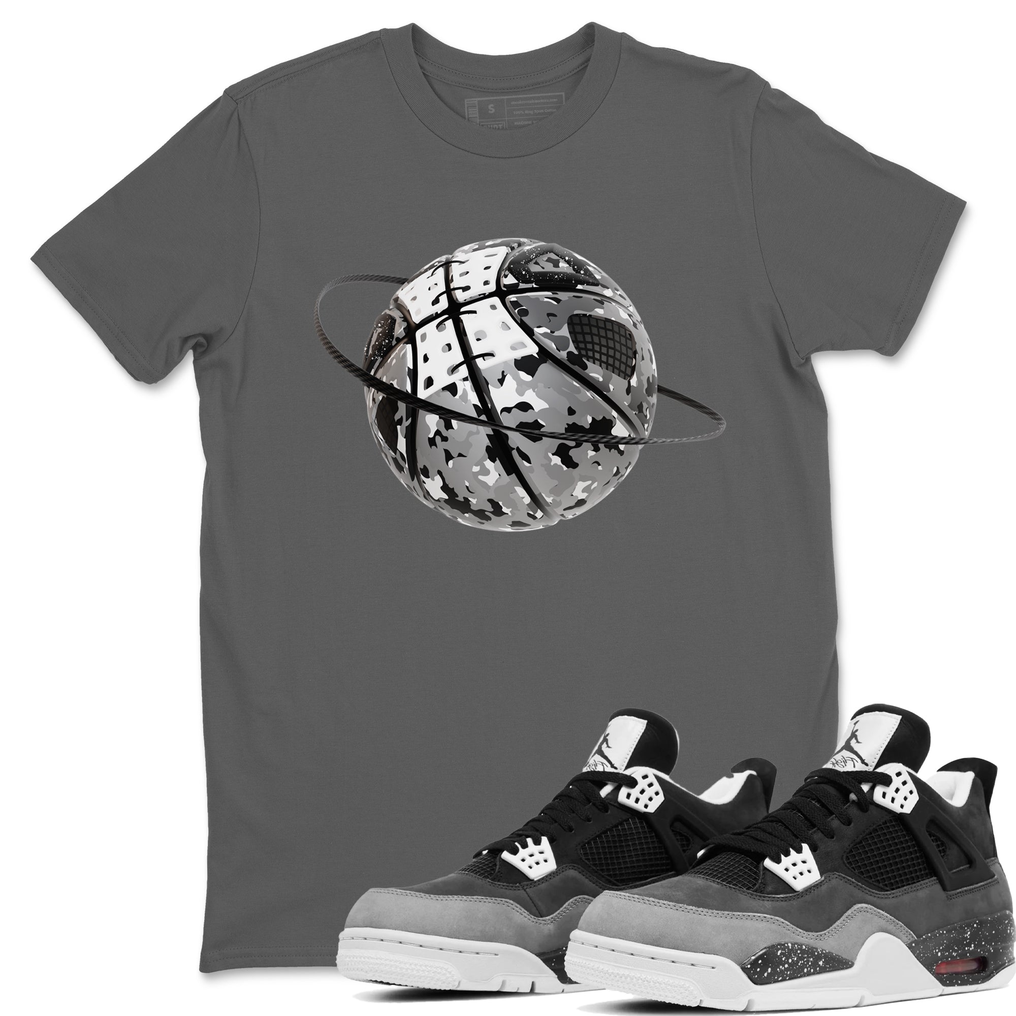 4s Fear shirts to match jordans Camo Basketball Planet sneaker match tees Air Jordan 4 Fear match shoes to clothes Drip Gear Zone unisex cotton Cool Grey 1 shirts