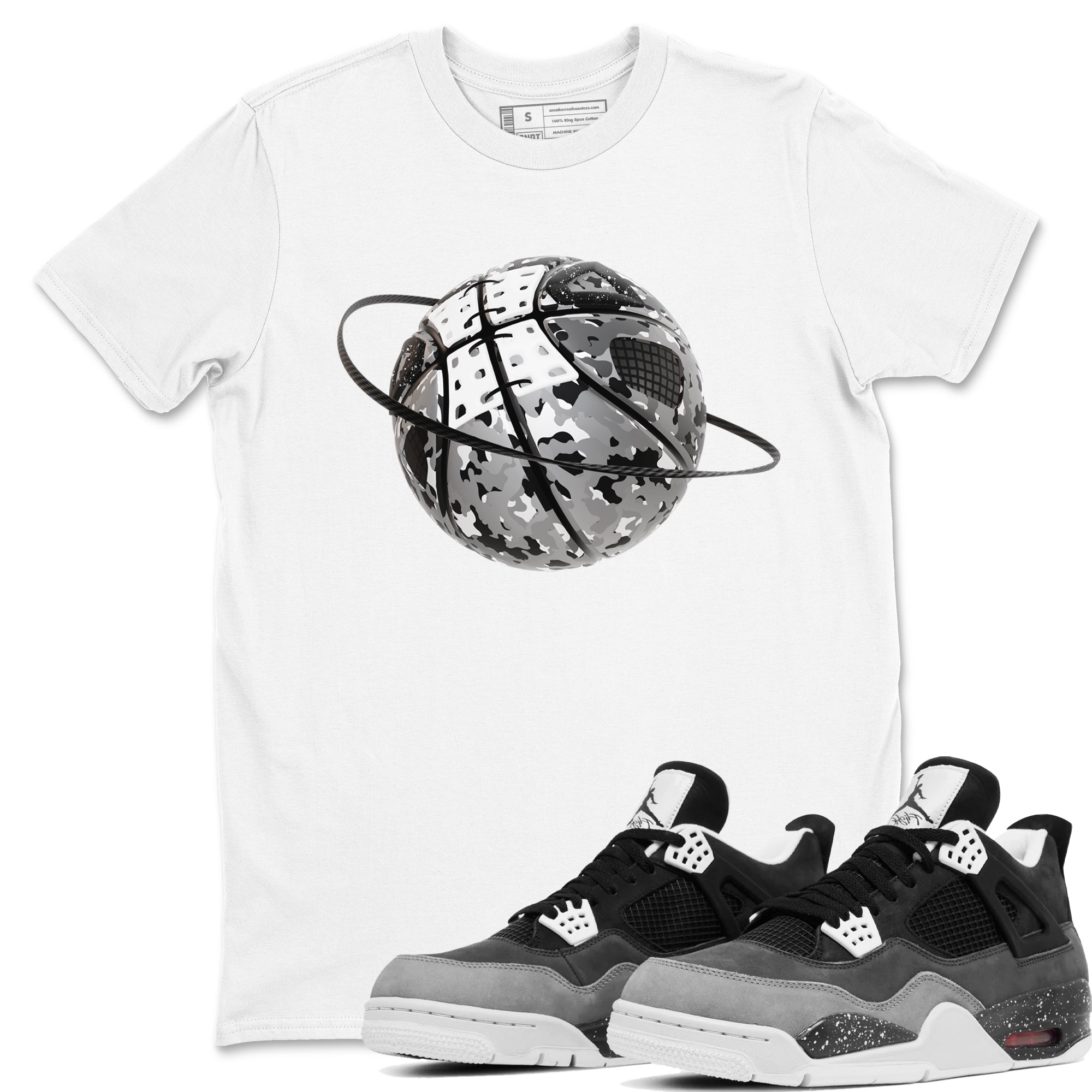 4s Fear shirts to match jordans Camo Basketball Planet sneaker match tees Air Jordan 4 Fear match shoes to clothes Drip Gear Zone unisex cotton White 1 shirts