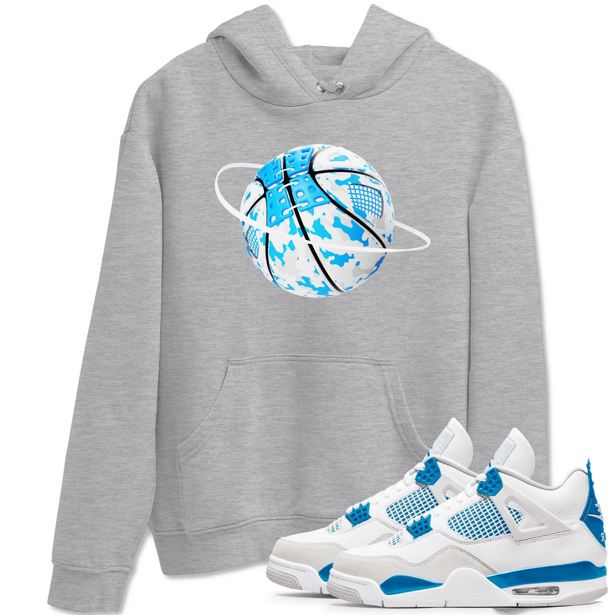 Air Jordan 4 Industrial Blue shirt to match jordans Camo Basketball Planet sneaker tees Air Jordan 4 Military Blue Drip Gear Zone unisex cotton Heather Grey 1 crew neck shirt