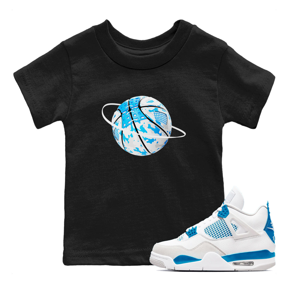 Air Jordan 4 Industrial Blue shirt to match jordans Camo Basketball Planet sneaker tees Air Jordan 4 Military Blue Drip Gear Zone baby toddler Black 1 cotton Shirt