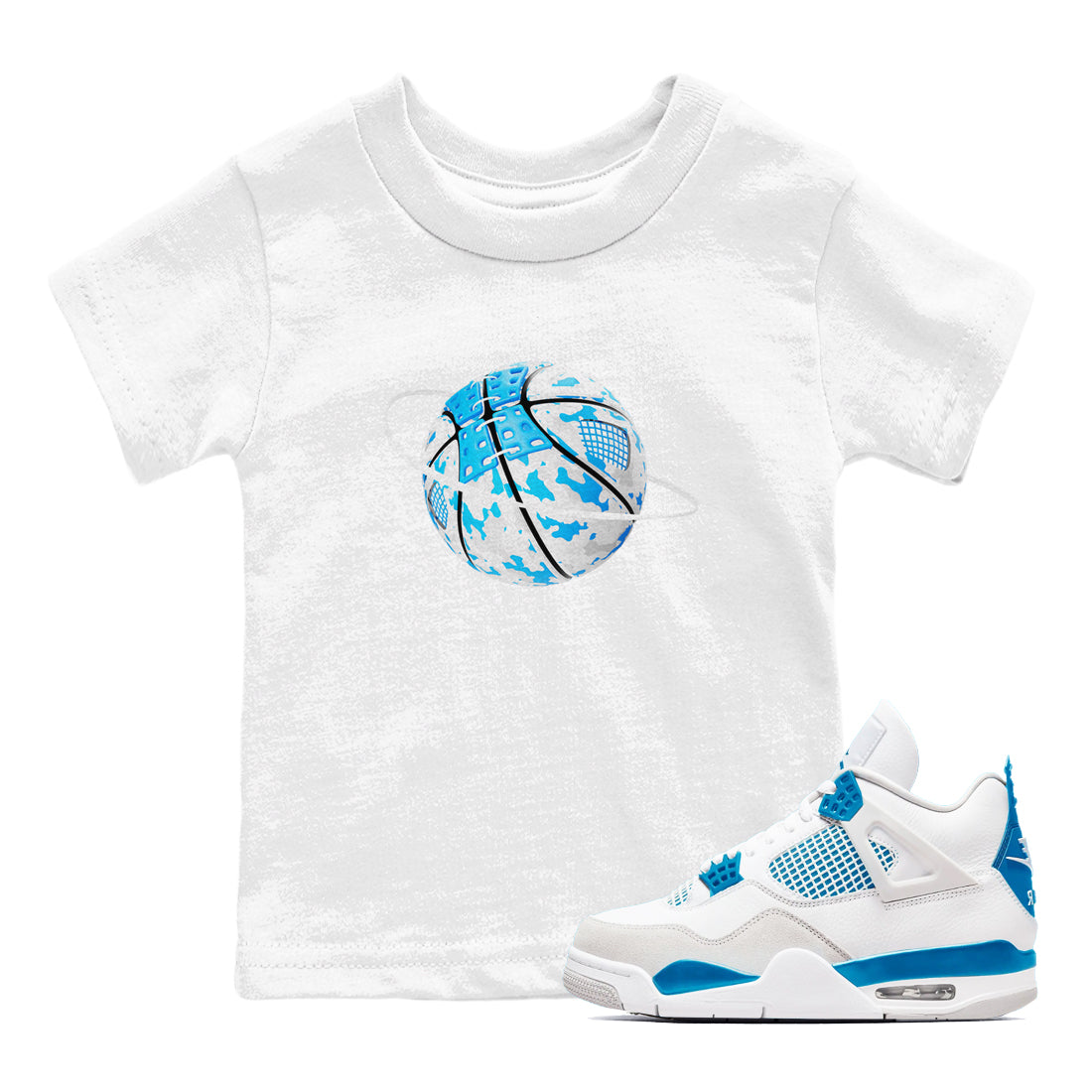 Air Jordan 4 Industrial Blue shirt to match jordans Camo Basketball Planet sneaker tees Air Jordan 4 Military Blue Drip Gear Zone baby toddler White 1 cotton Shirt