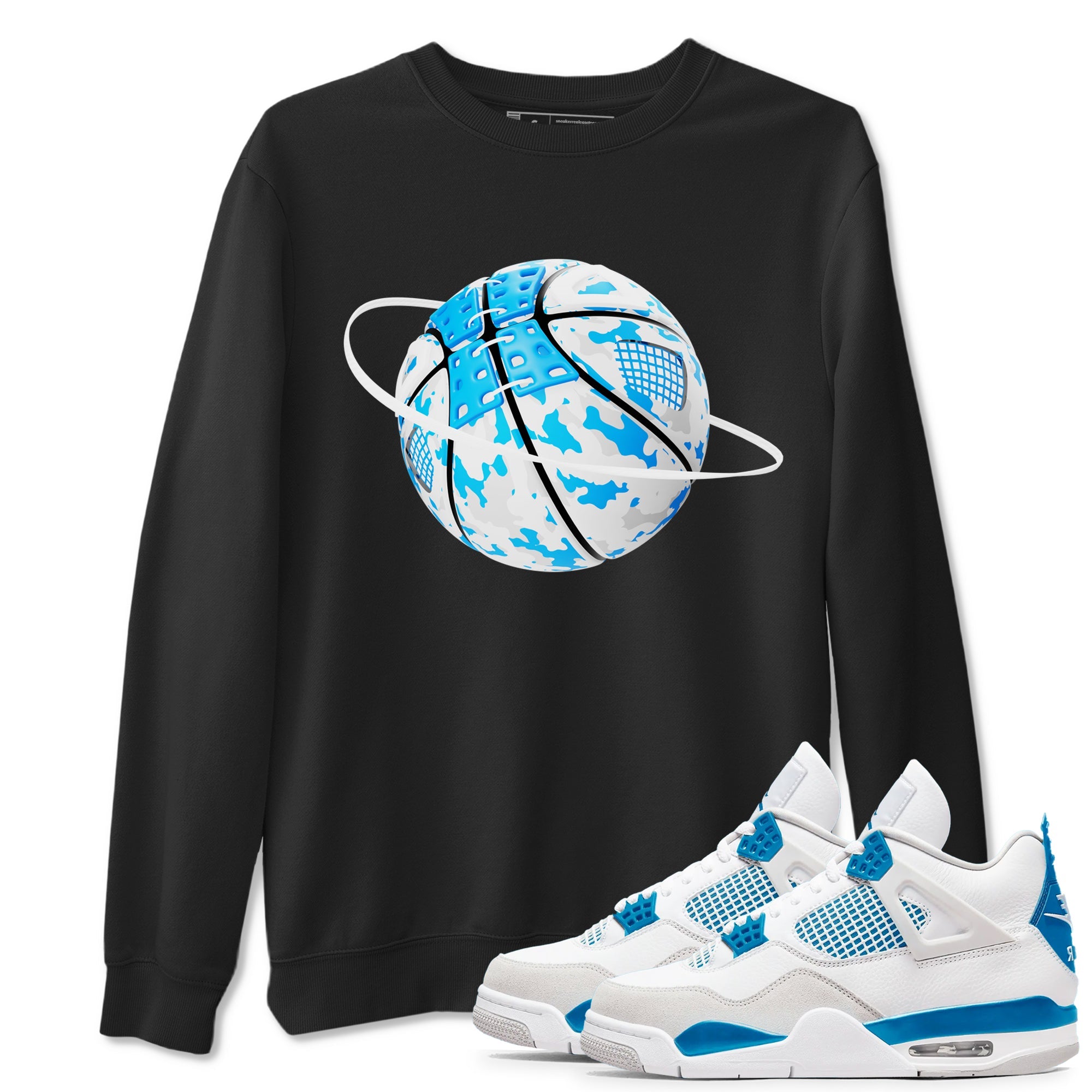 Air Jordan 4 Industrial Blue shirt to match jordans Camo Basketball Planet sneaker tees Air Jordan 4 Military Blue Drip Gear Zone unisex cotton Black 1 crew neck shirt