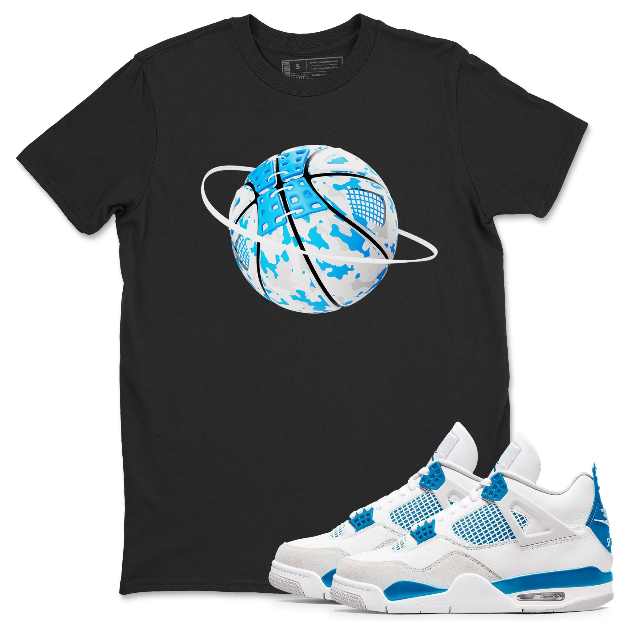 Air Jordan 4 Industrial Blue shirt to match jordans Camo Basketball Planet sneaker tees Air Jordan 4 Military Blue Drip Gear Zone unisex cotton Black 1 crew neck shirt