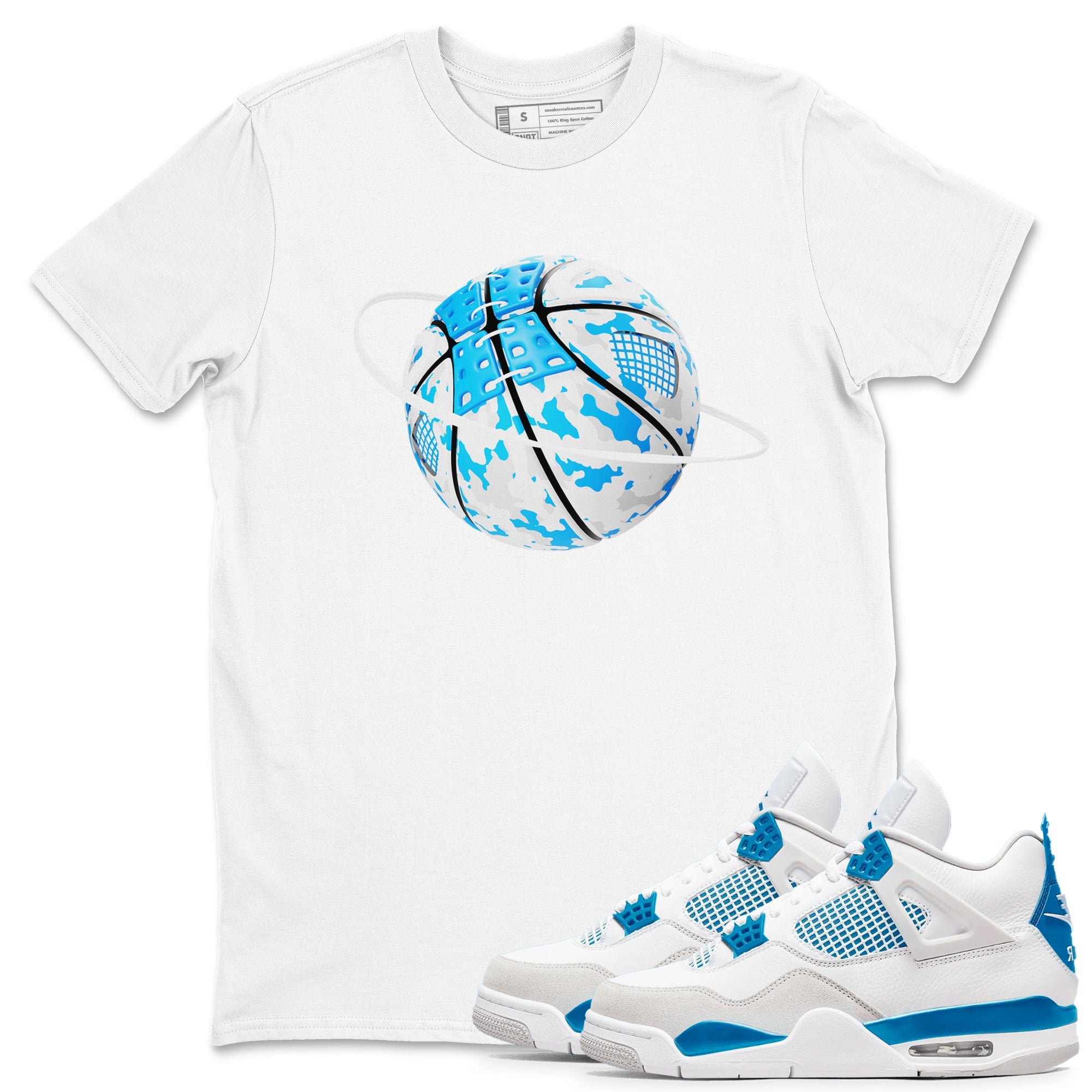 Air Jordan 4 Industrial Blue shirt to match jordans Camo Basketball Planet sneaker tees Air Jordan 4 Military Blue Drip Gear Zone unisex cotton White 1 crew neck shirt