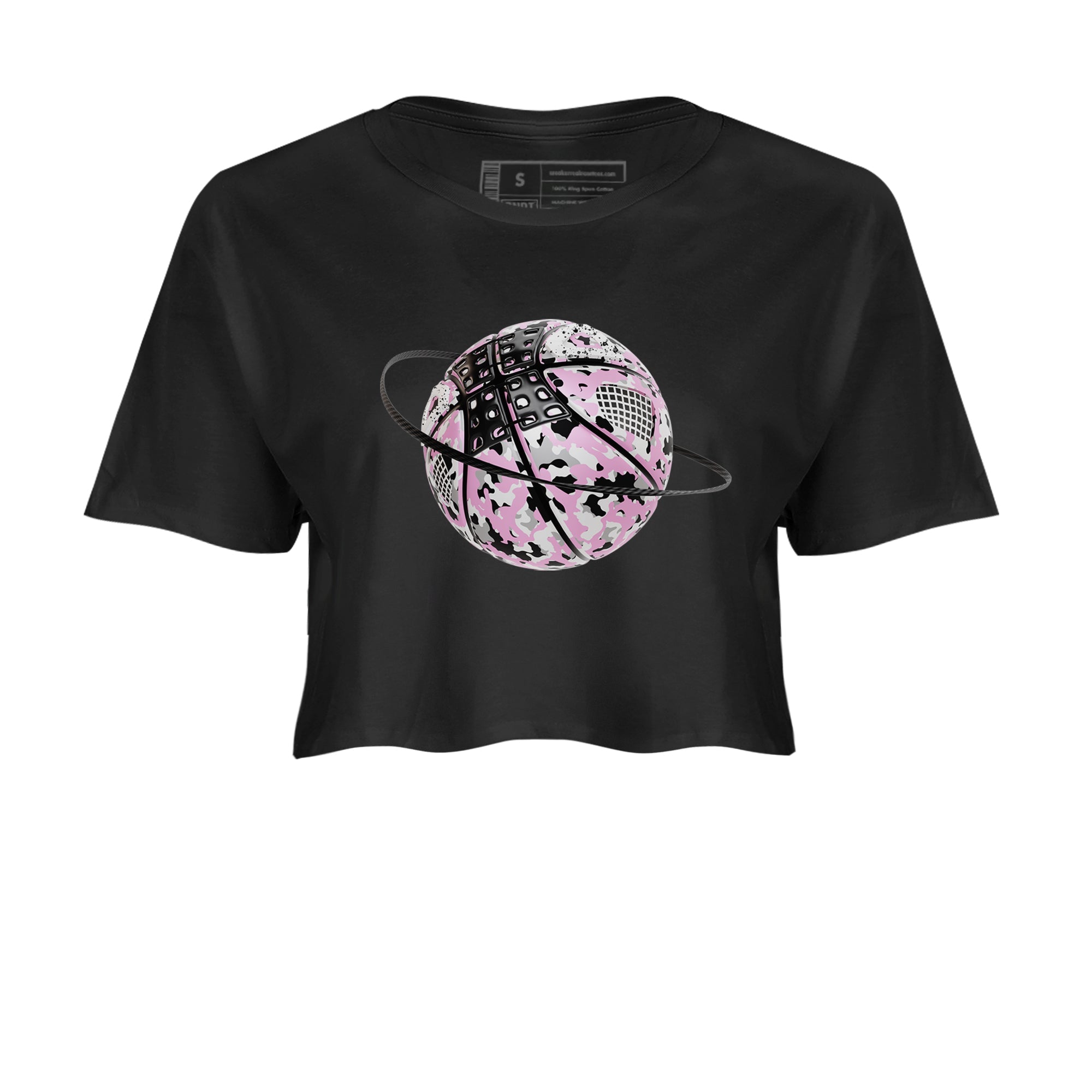 4s Retro Orchid shirts to match jordans Camo Basketball Planet sneaker match tees Air Jordan 4 WMNS Orchid match shoes to clothes Drip Gear Zone unisex cotton Black 2 crop tee