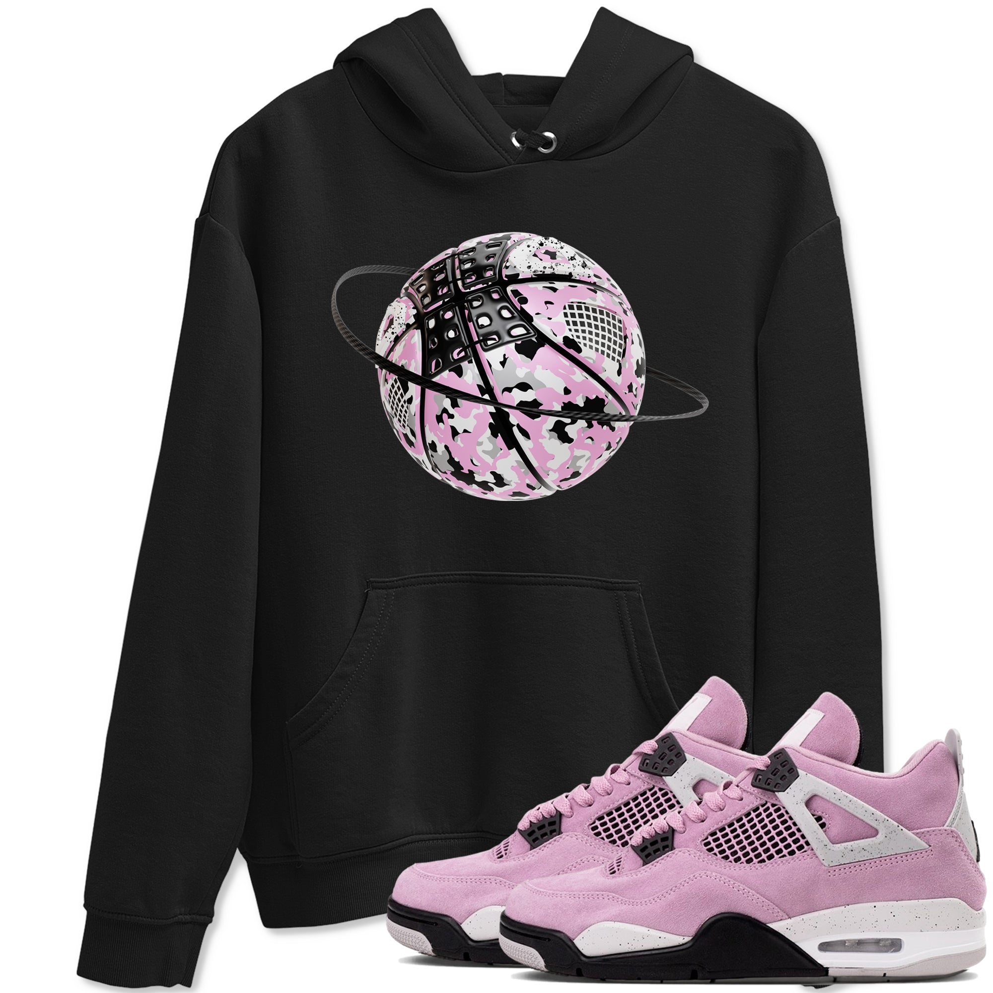 4s Retro Orchid shirts to match jordans Camo Basketball Planet sneaker match tees Air Jordan 4 WMNS Orchid match shoes to clothes Drip Gear Zone unisex cotton Black 1 shirts