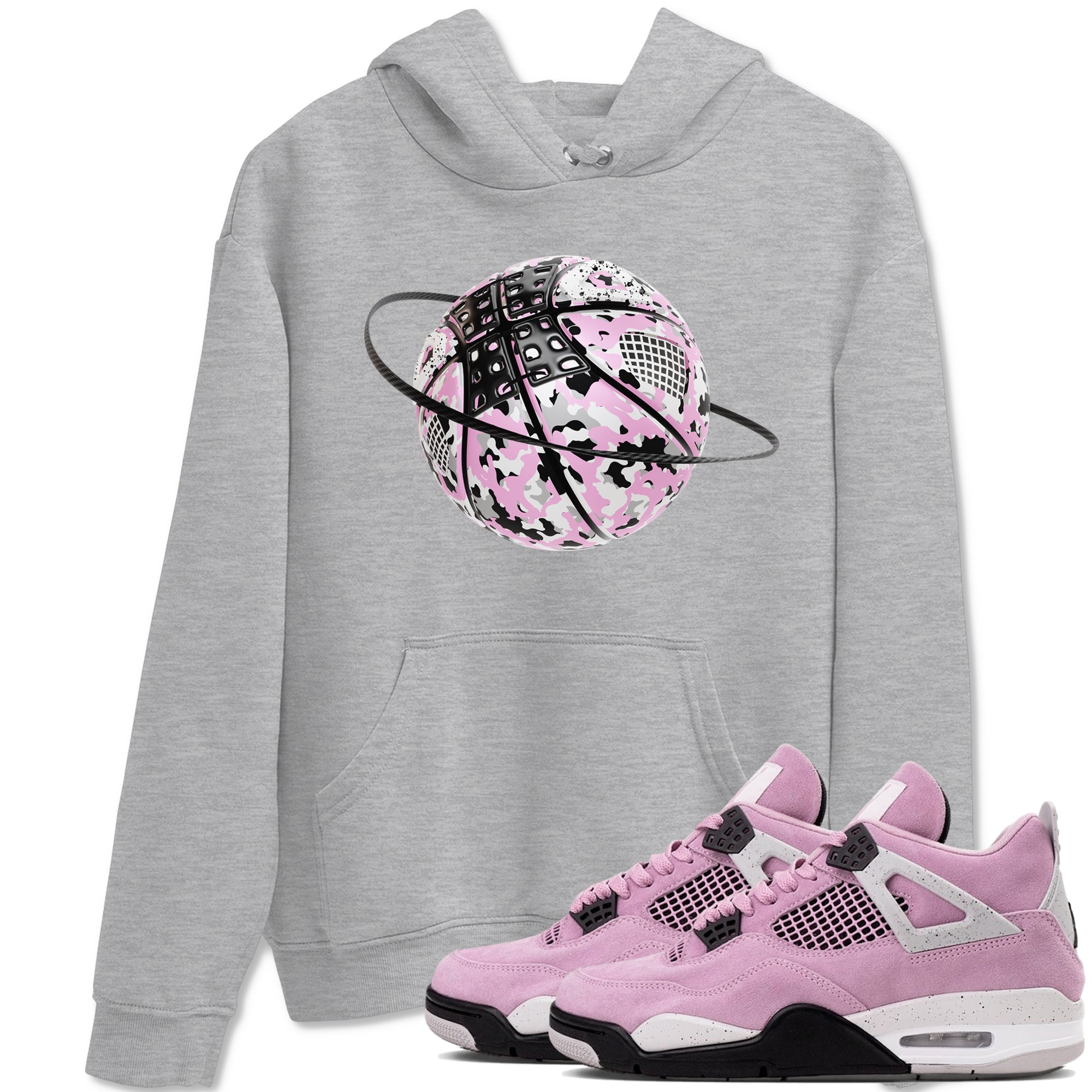 4s Retro Orchid shirts to match jordans Camo Basketball Planet sneaker match tees Air Jordan 4 WMNS Orchid match shoes to clothes Drip Gear Zone unisex cotton Heather Grey 1 shirts