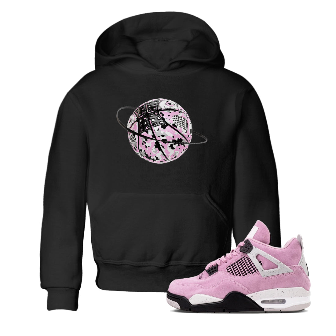 4s Retro Orchid shirts to match jordans Camo Basketball Planet sneaker match tees Air Jordan 4 WMNS Orchid match shoes to clothes Drip Gear Zone Youth Baby Black 1 tee