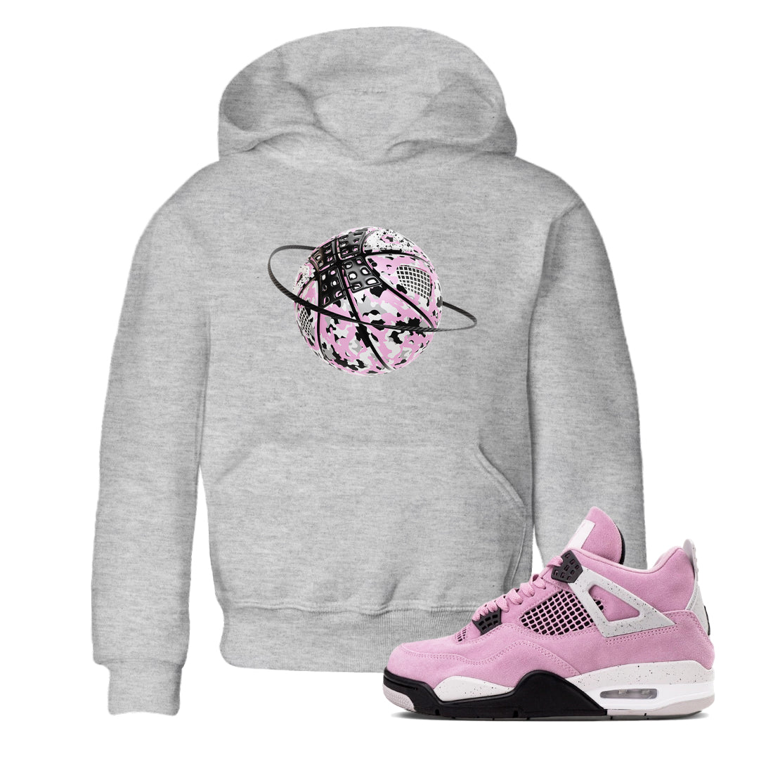 4s Retro Orchid shirts to match jordans Camo Basketball Planet sneaker match tees Air Jordan 4 WMNS Orchid match shoes to clothes Drip Gear Zone Youth Baby Heather Grey 1 tee