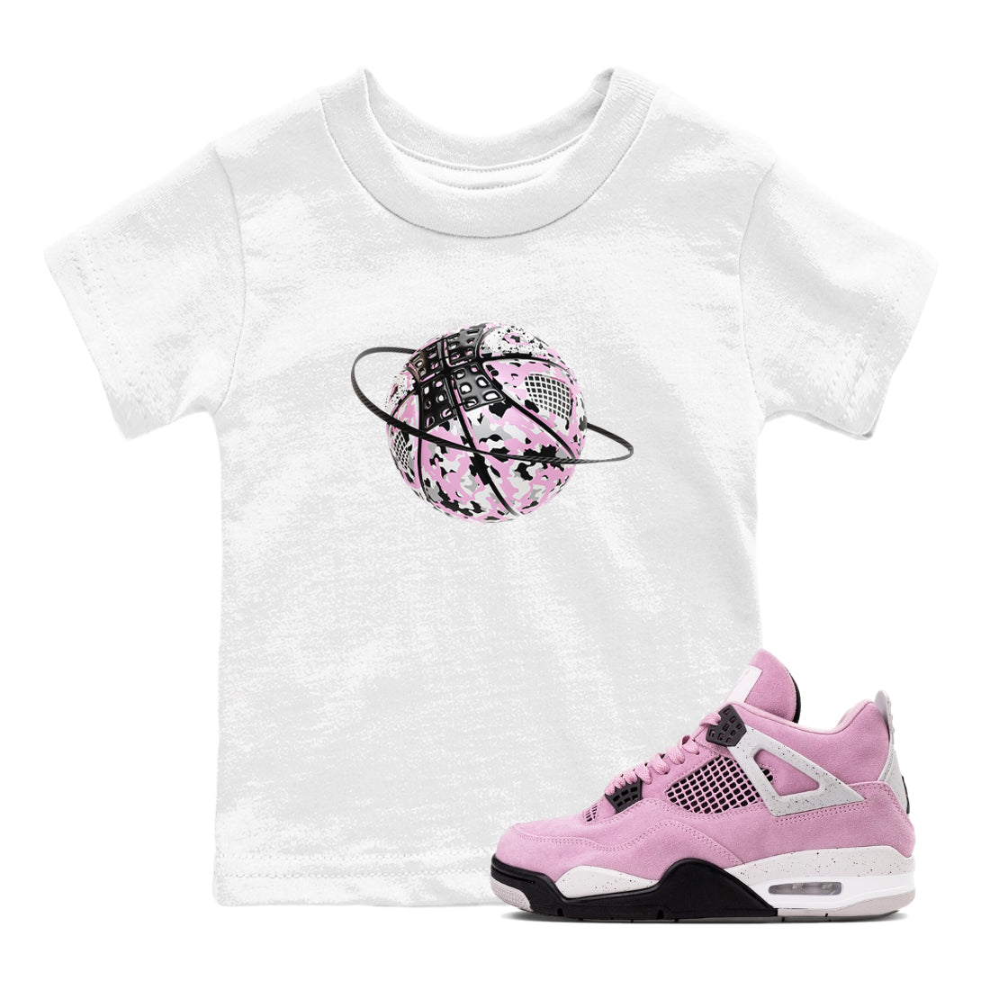 4s Retro Orchid shirts to match jordans Camo Basketball Planet sneaker match tees Air Jordan 4 WMNS Orchid match shoes to clothes Drip Gear Zone Youth Baby White 1 tee