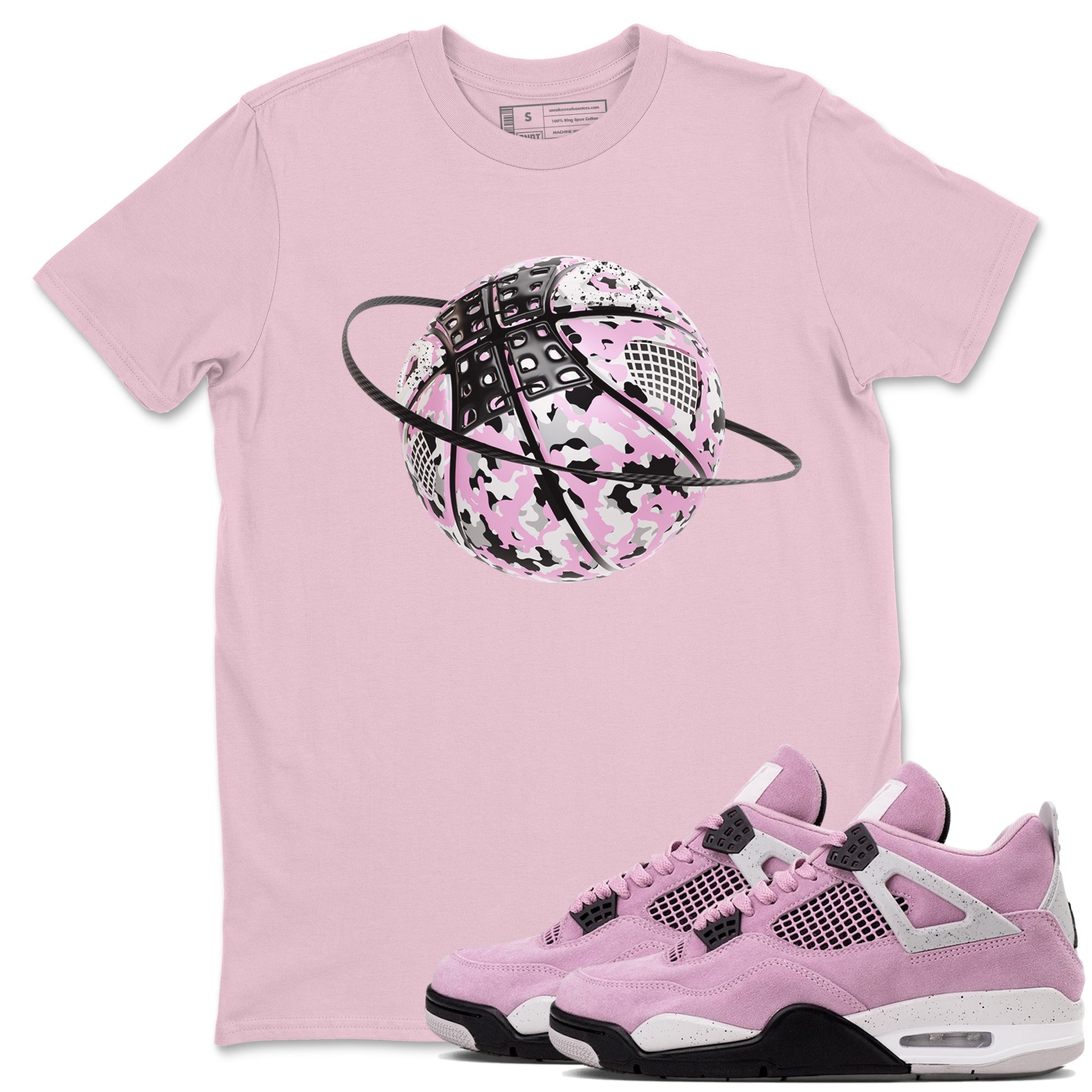 4s Retro Orchid shirts to match jordans Camo Basketball Planet sneaker match tees Air Jordan 4 WMNS Orchid match shoes to clothes Drip Gear Zone unisex cotton Pink 1 shirts