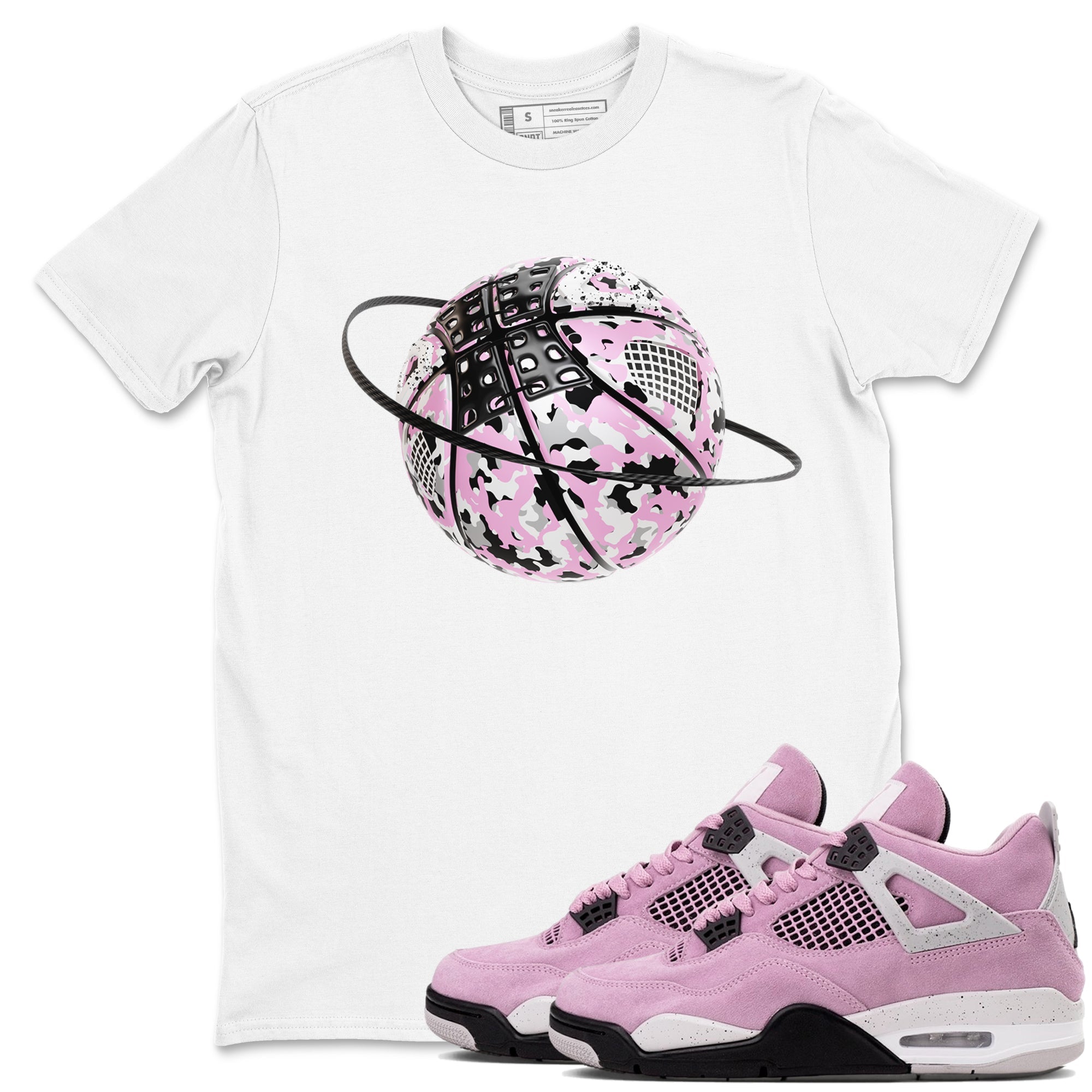4s Retro Orchid shirts to match jordans Camo Basketball Planet sneaker match tees Air Jordan 4 WMNS Orchid match shoes to clothes Drip Gear Zone unisex cotton White 1 shirts