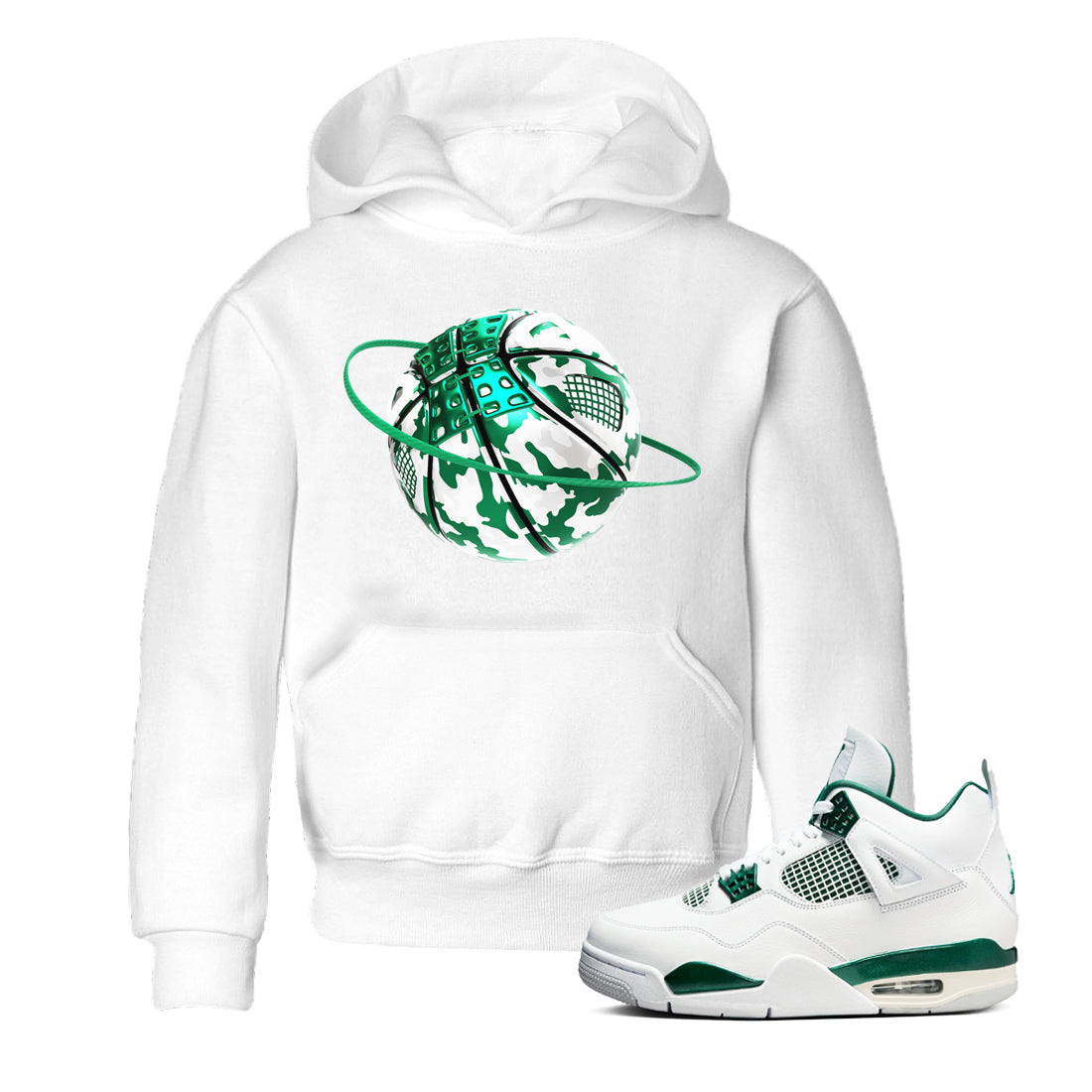 4s Oxidized Green shirts to match jordans Camo Basketball Planet sneaker match tees Air Jordan 4 Oxidized Green Drip Gear Zone streetwear brand Baby and Youth White 1 cotton tee