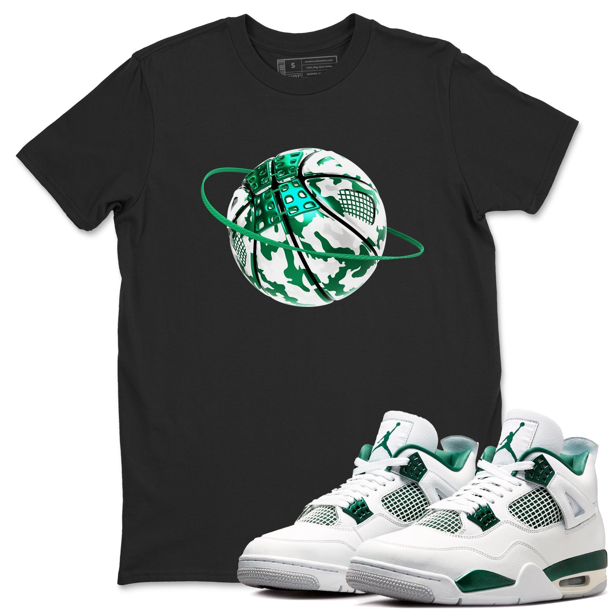 4s Oxidized Green shirts to match jordans Camo Basketball Planet sneaker match tees Air Jordan 4 Oxidized Green Drip Gear Zone streetwear brand Black 1 unisex cotton tee