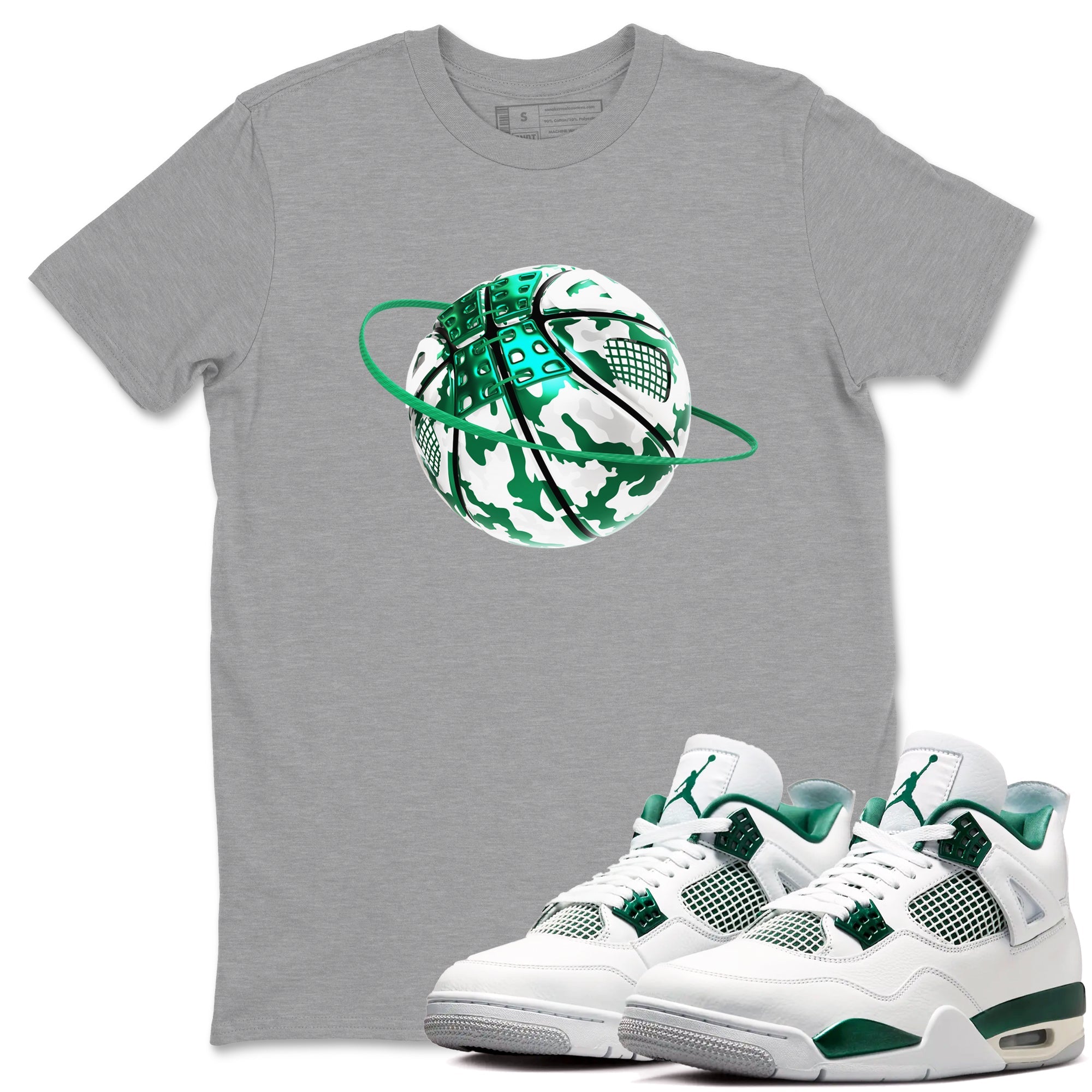 4s Oxidized Green shirts to match jordans Camo Basketball Planet sneaker match tees Air Jordan 4 Oxidized Green Drip Gear Zone streetwear brand Heather Grey 1 unisex cotton tee