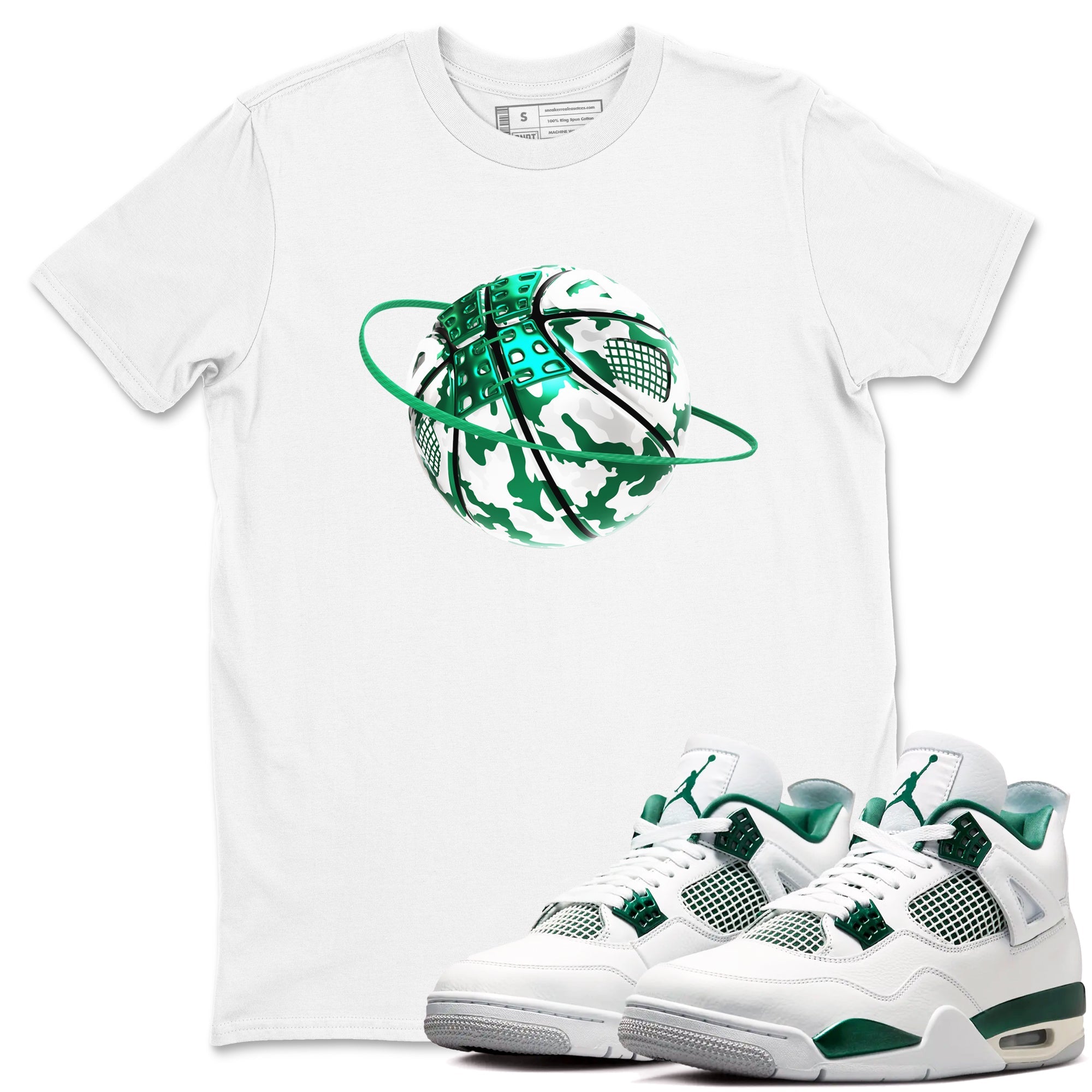 4s Oxidized Green shirts to match jordans Camo Basketball Planet sneaker match tees Air Jordan 4 Oxidized Green Drip Gear Zone streetwear brand White 1 unisex cotton tee