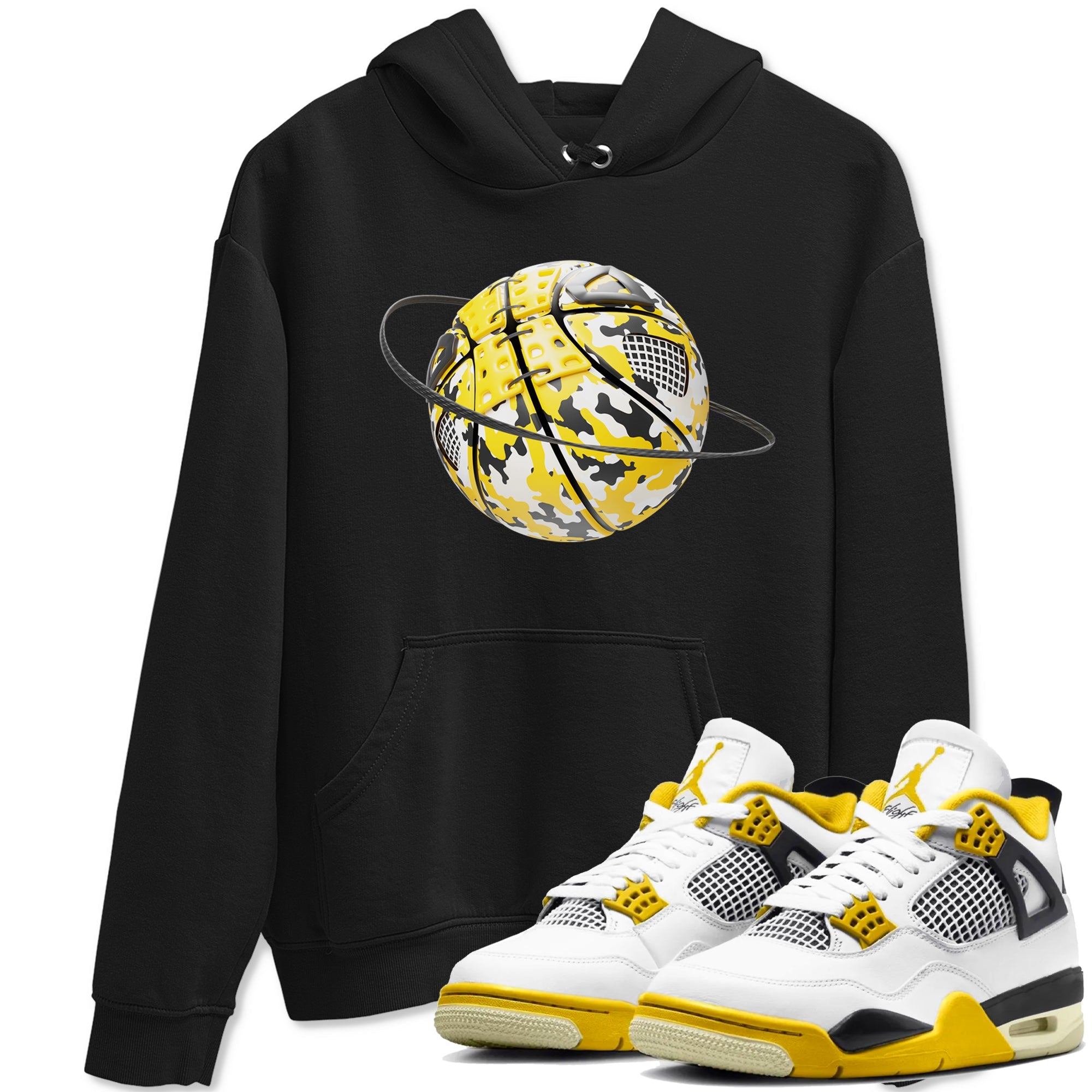 AJ4 Vivid Sulfur shirt to match jordans Camo Basketball Planet sneaker tees Air Jordan 4 Vivid Sulfur Drip Gear Zone unisex cotton Black 1 crew neck shirt