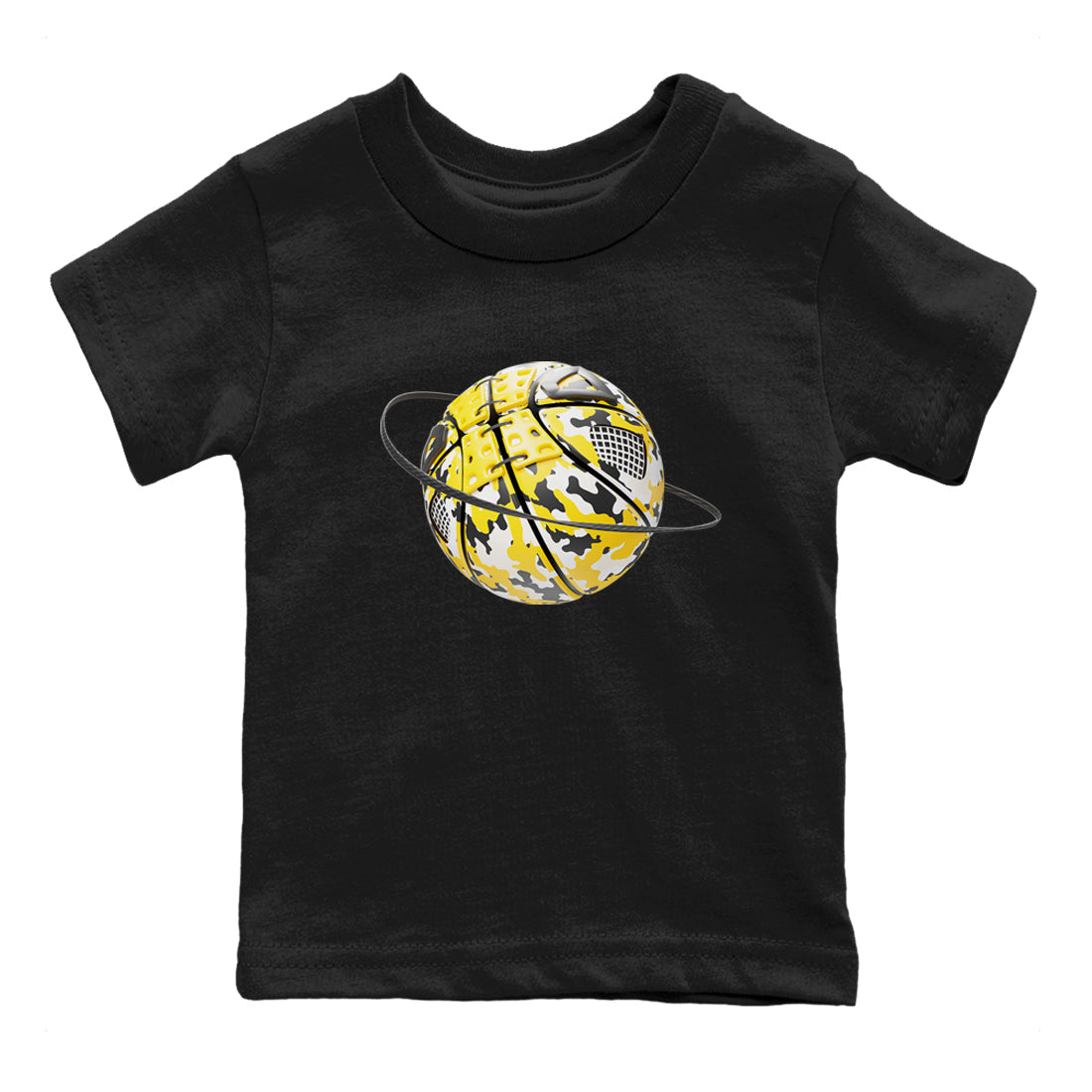AJ4 Vivid Sulfur shirt to match jordans Camo Basketball Planet sneaker tees Air Jordan 4 Vivid Sulfur Drip Gear Zone baby toddler Black 2 cotton Shirt