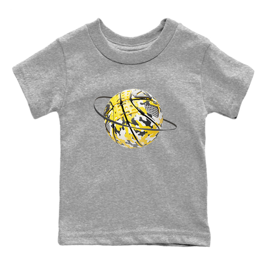 AJ4 Vivid Sulfur shirt to match jordans Camo Basketball Planet sneaker tees Air Jordan 4 Vivid Sulfur Drip Gear Zone baby toddler Heather Grey 2 cotton Shirt