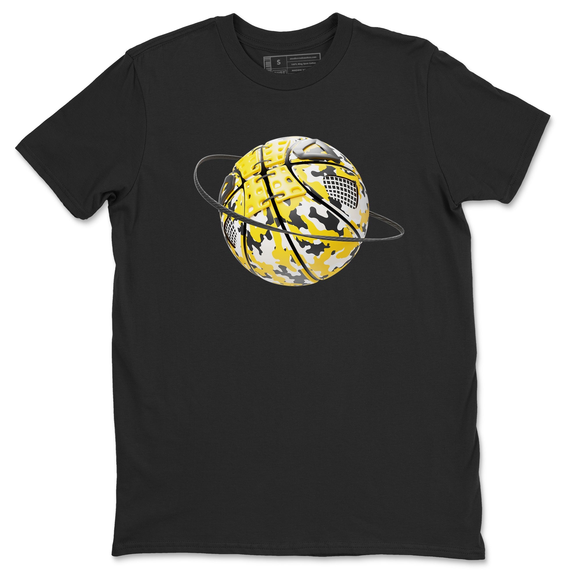 AJ4 Vivid Sulfur shirt to match jordans Camo Basketball Planet sneaker tees Air Jordan 4 Vivid Sulfur Drip Gear Zone unisex cotton Black 2 crew neck shirt